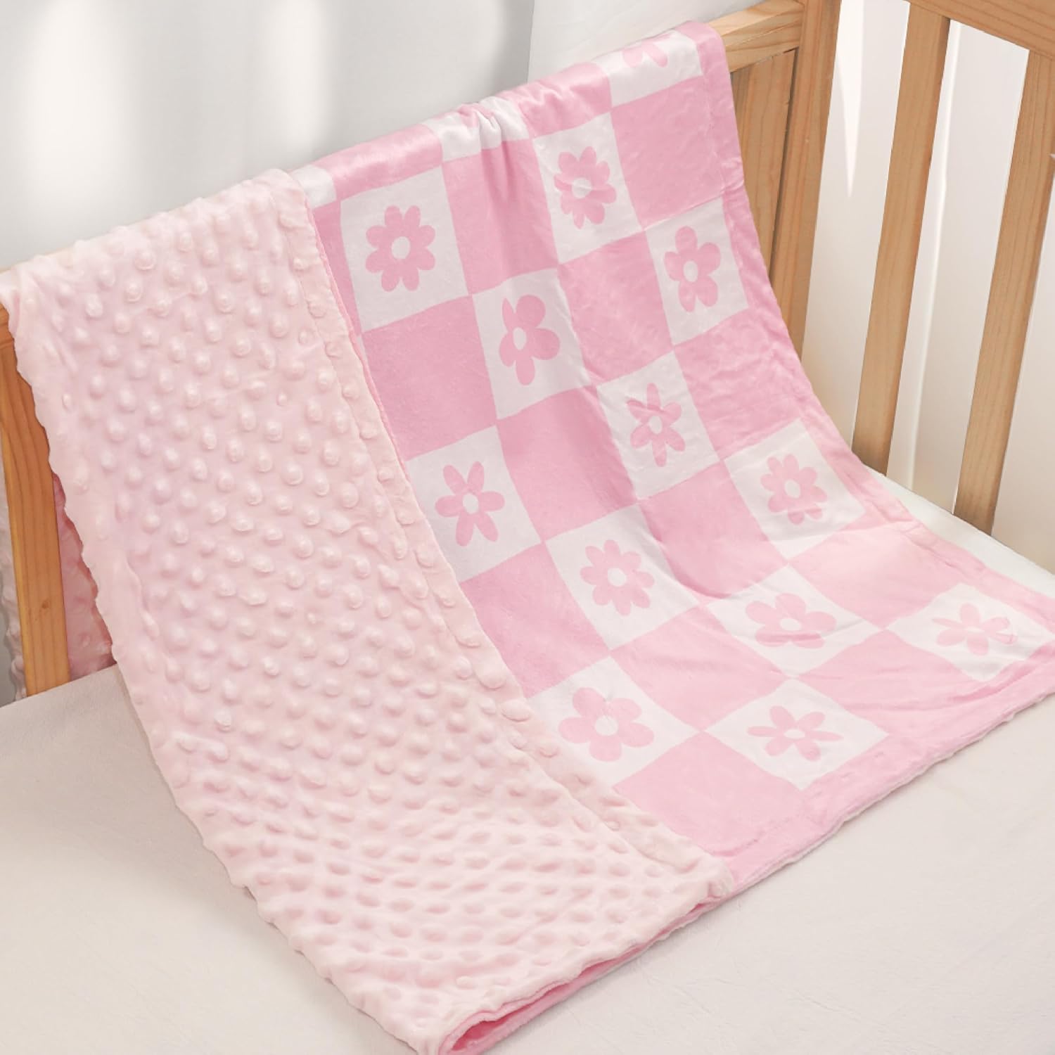 Daisy Minky Baby Blanket 30x40 Inches for Girls