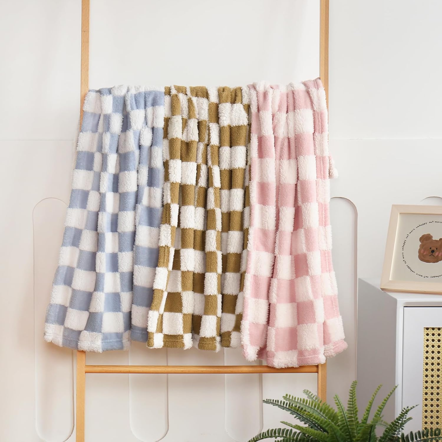 HOMRITAR Checkered Baby Blanket Reversible 30x40 Inch