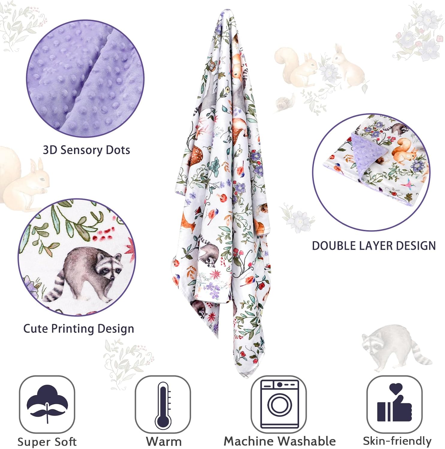 CARUILI Baby Blanket with Woodland Print