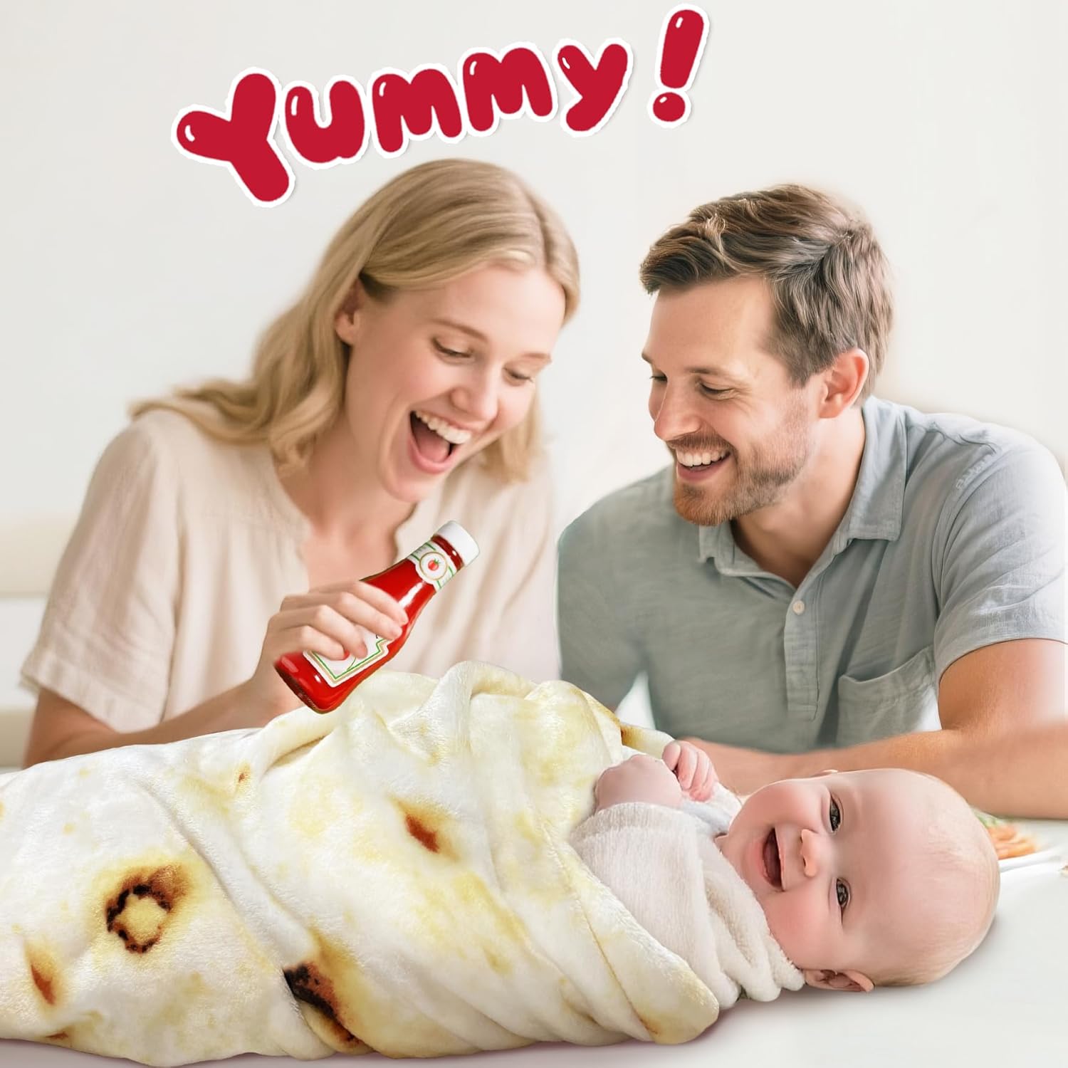 Jorbest Burritos Swaddle Blanket 36 Inches Flannel Baby Blanket with Funny Pattern