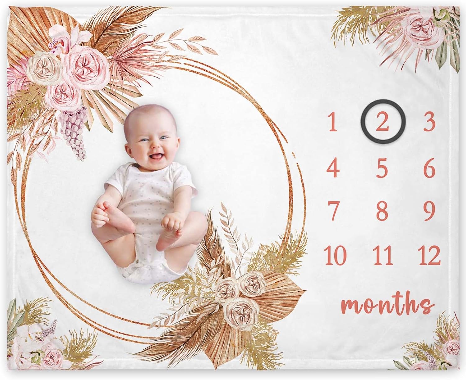 Yuzioey Boho Floral Baby Growth Blanket 50x40