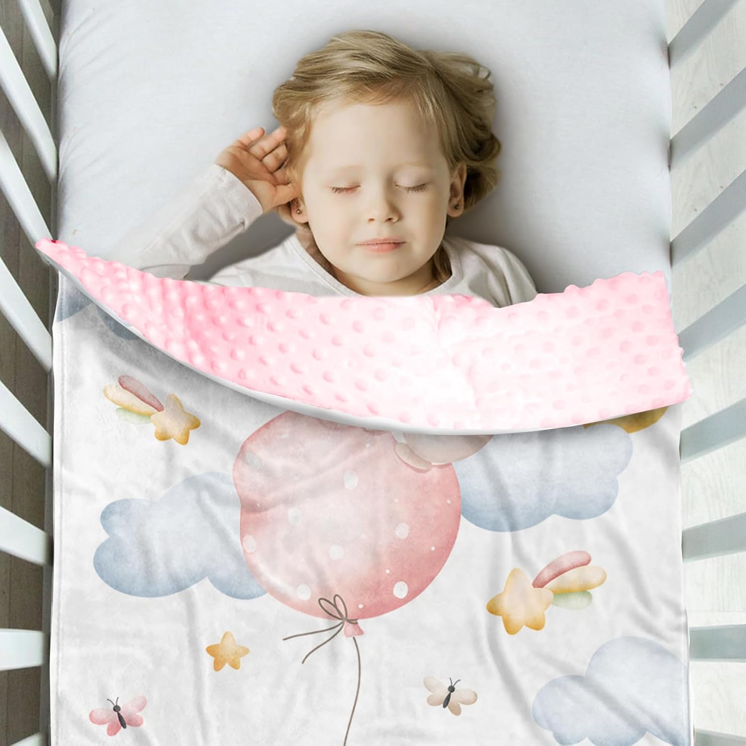 Personalized Baby Blanket with Name Lunar Bunny Design 1