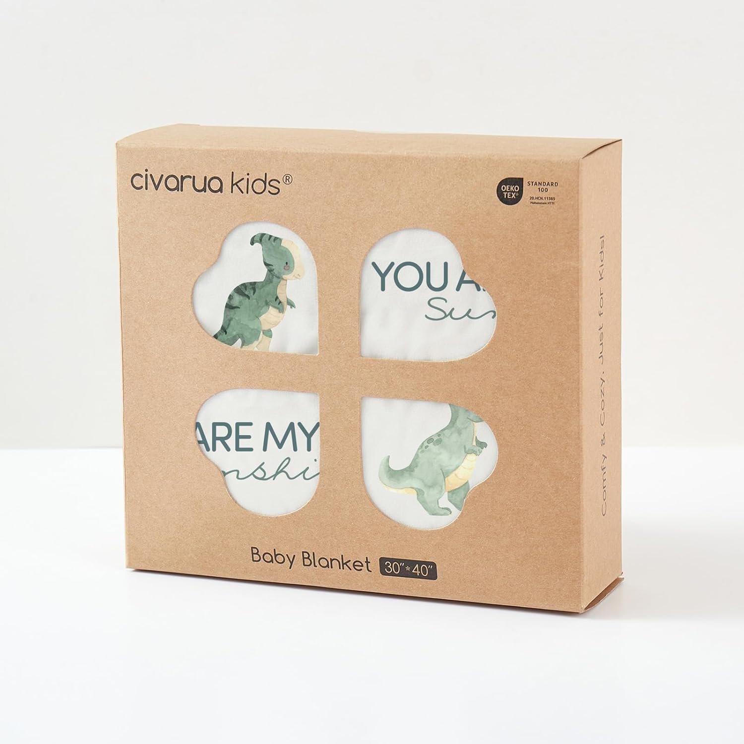 CIVARUA KIDS Dinosaur Baby Blanket for Boys - Blue Minky 30 x 40