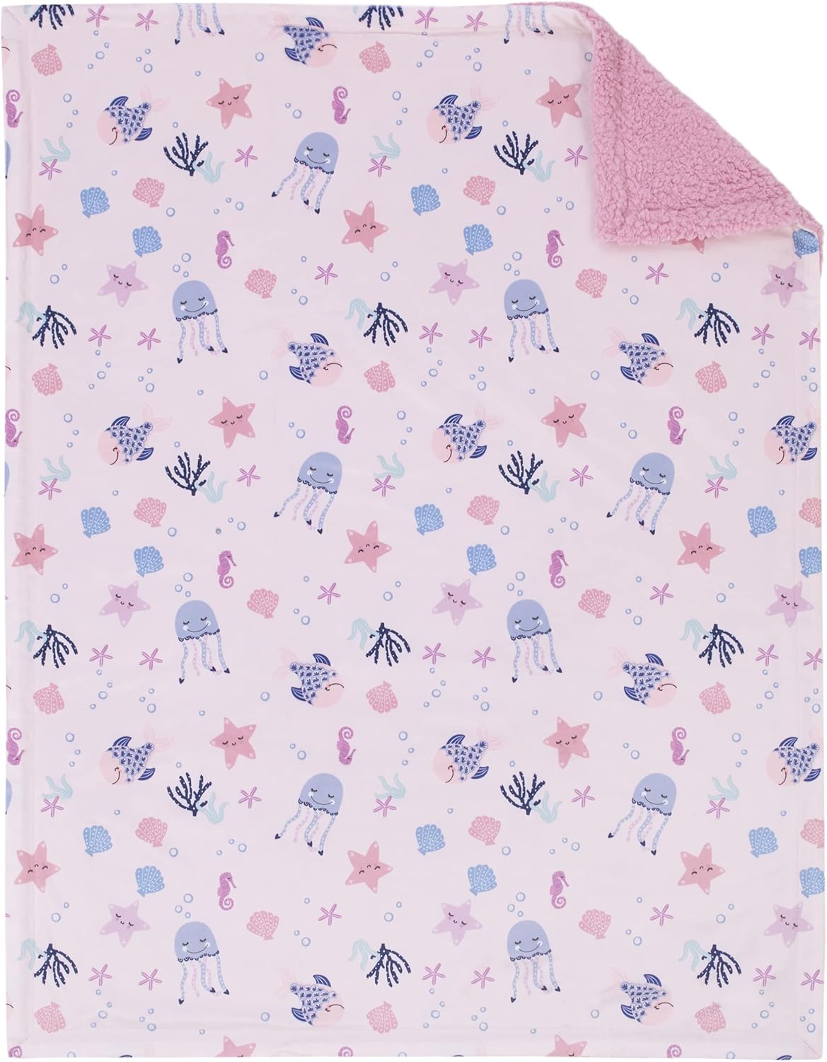 NOJO Mermaid Lagoon Baby Blanket with Sea Friends Pattern