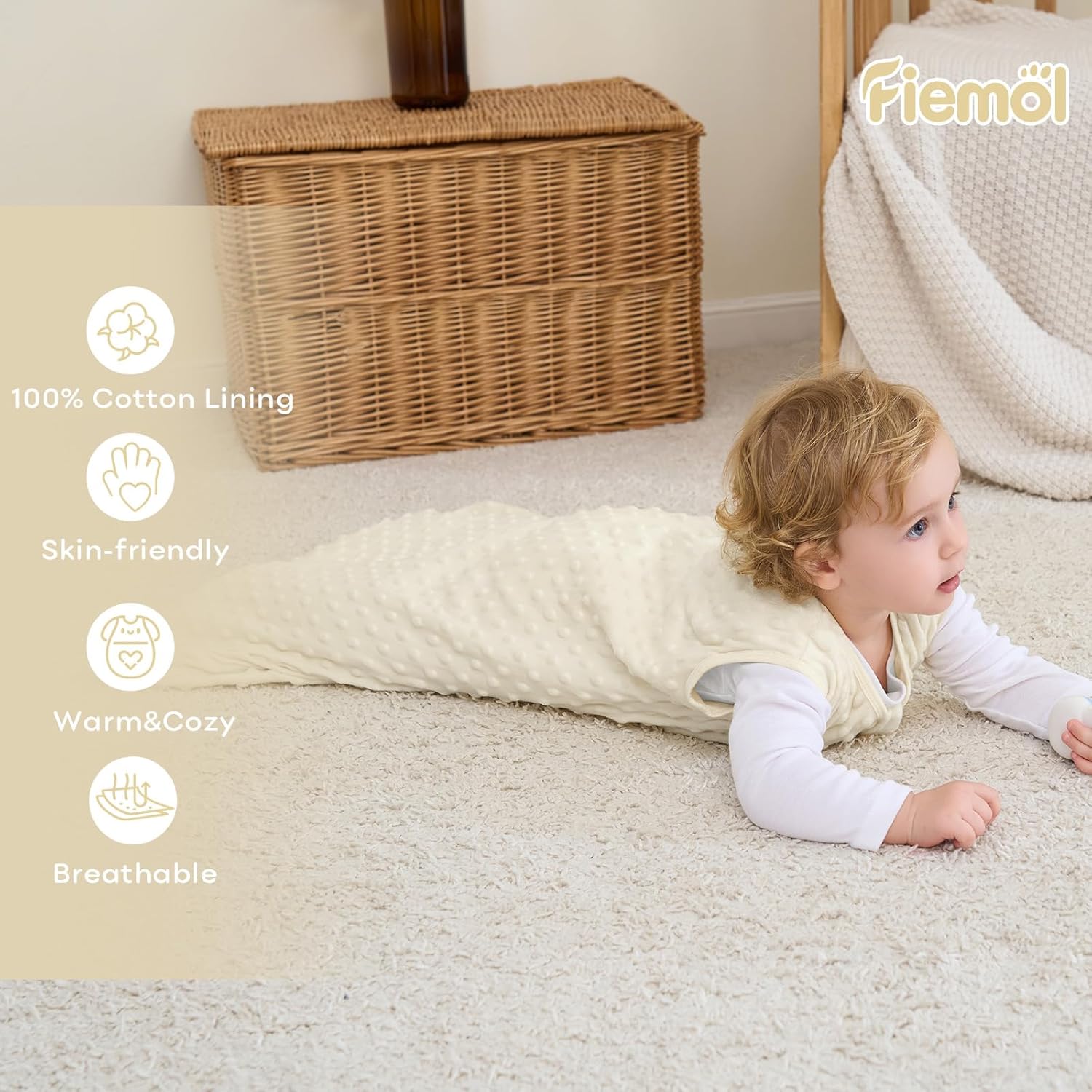 FIEMOL Fleece Baby Sleep Sack 6-12 Months 2 Pack