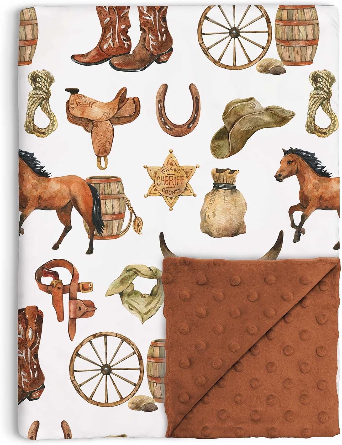 Western Cowboy Baby Blanket for Boys 30x40 Inch