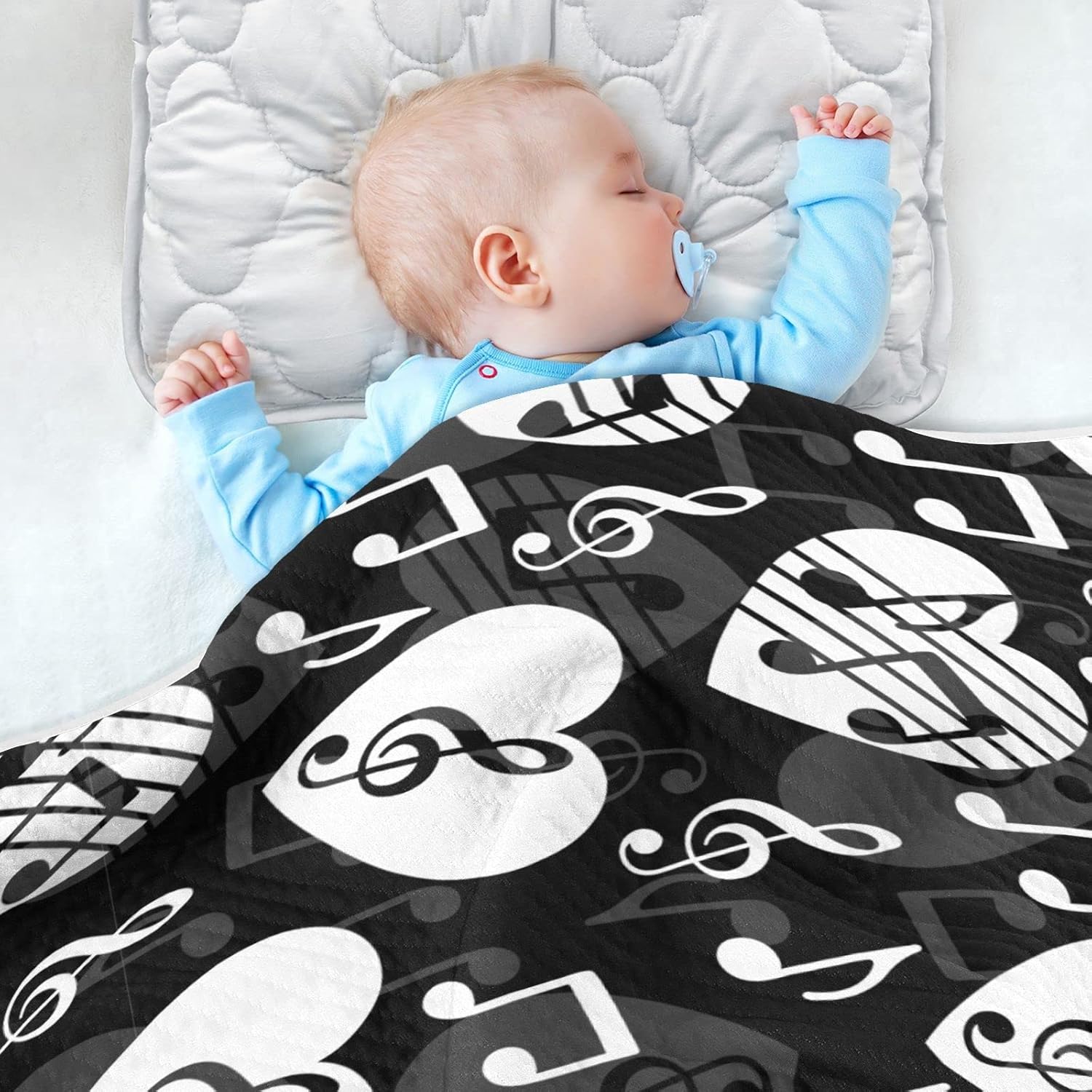 Love Music Notes Baby Blanket 30x40in Crib Stroller Blanket