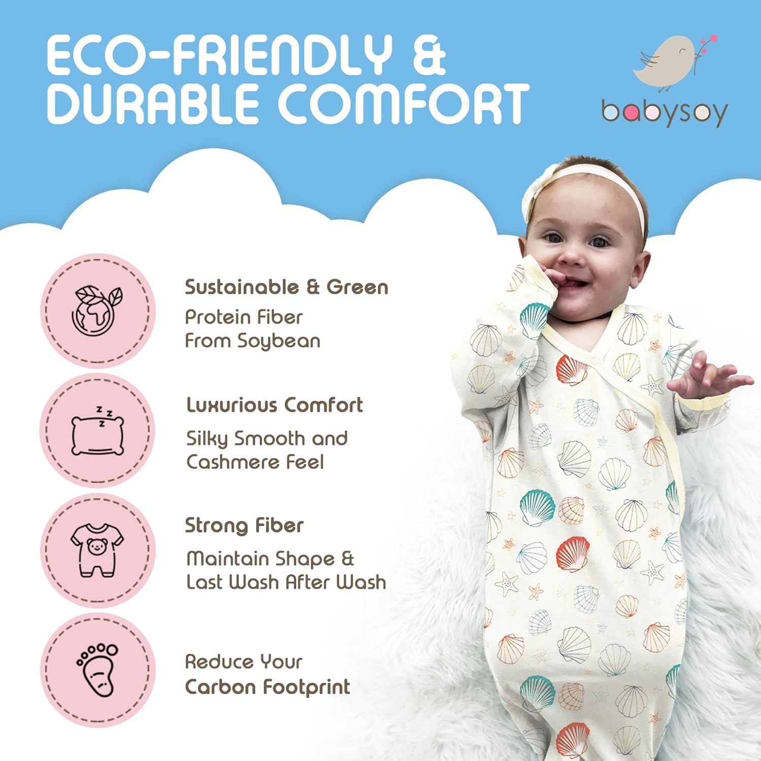 Babysoy Baby Toddler Long Sleeve Sleep Sack - 10 TOG Wearable Blanket