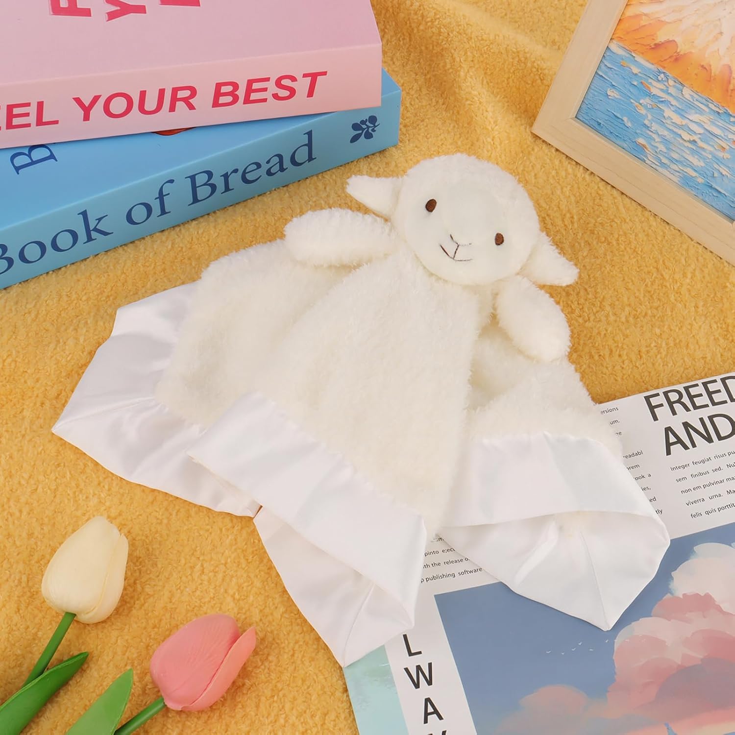 Apricot Lamb Stuffed Animal Security Blanket 14 Inches