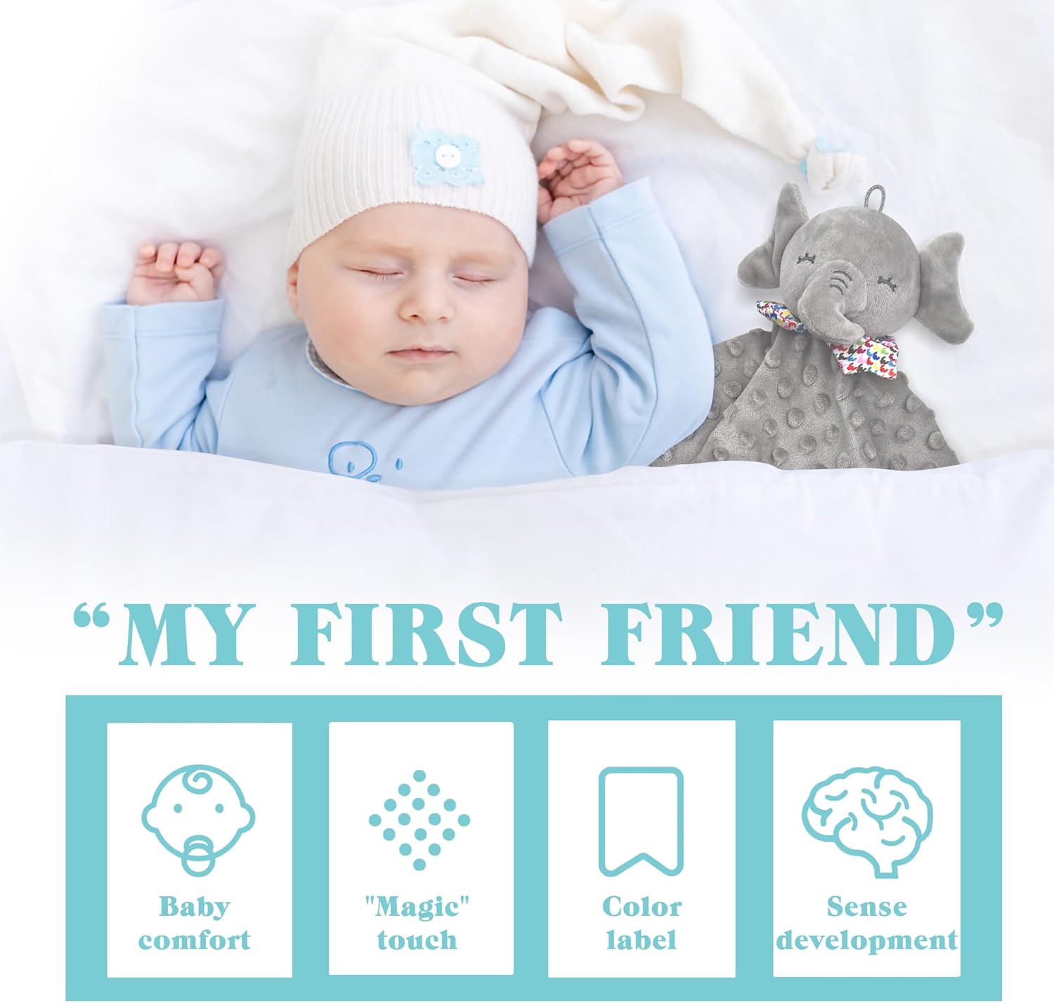 Numyawl Elephant Baby Security Blanket for Newborns