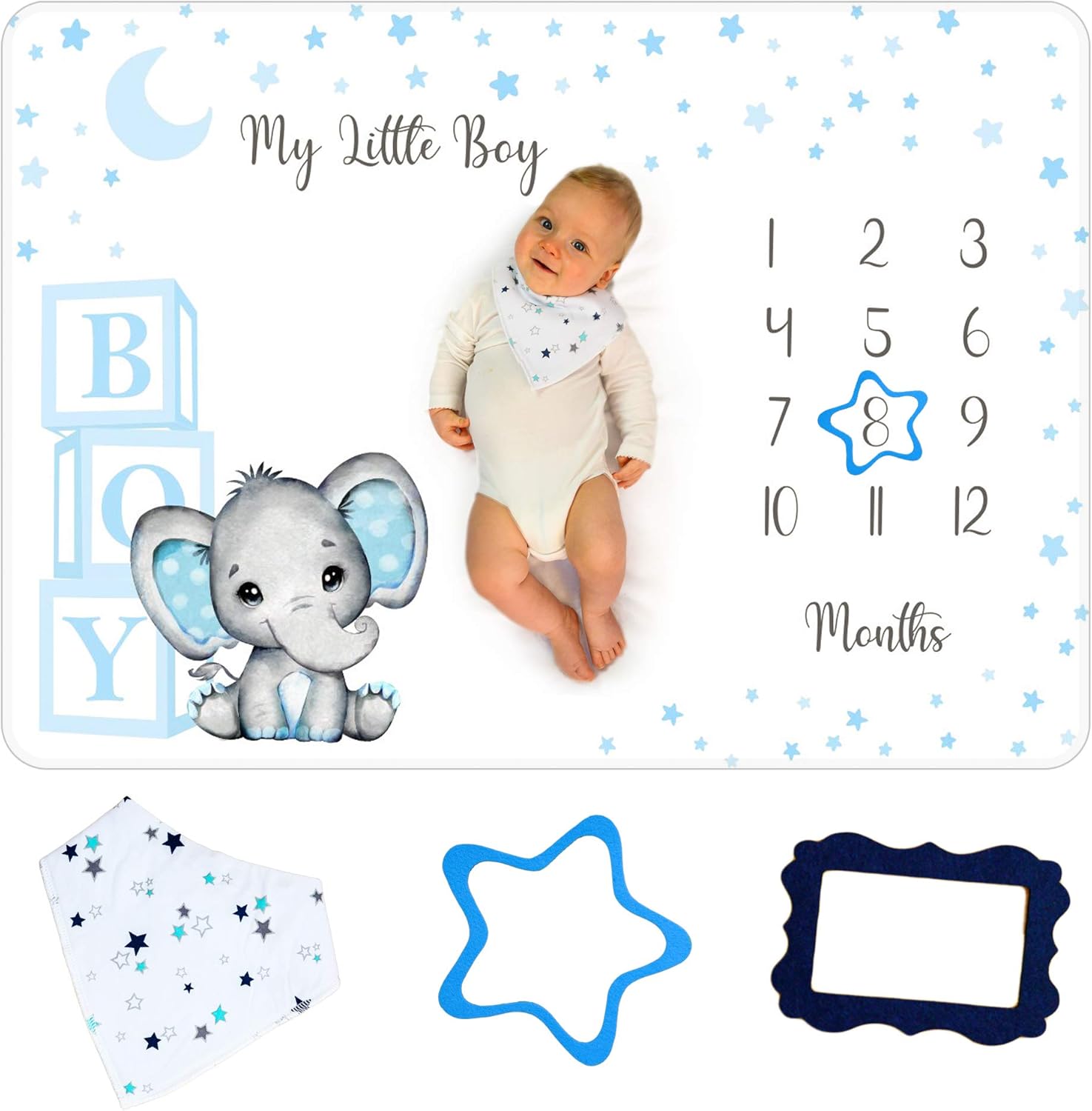 Amity Baby Monthly Milestone Blanket for Boy 1