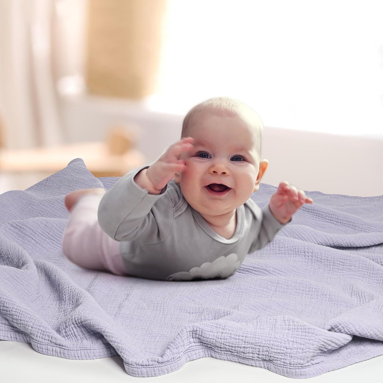Lulu Moon Muslin Blanket 47x47 Inches Purple 1