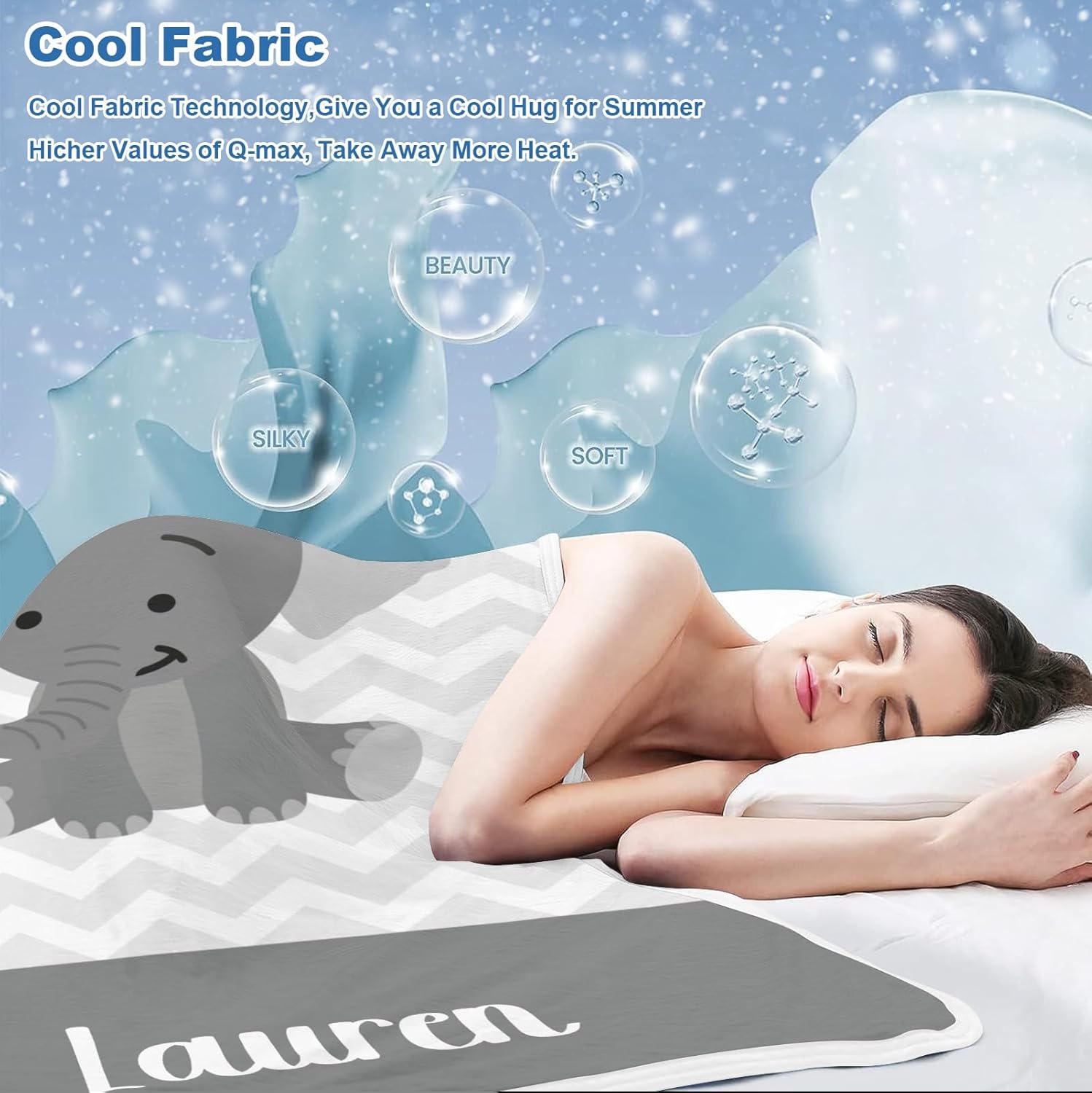 Deven Cute Grey Elephant Cooling Blanket for Toddler Nursery Bed