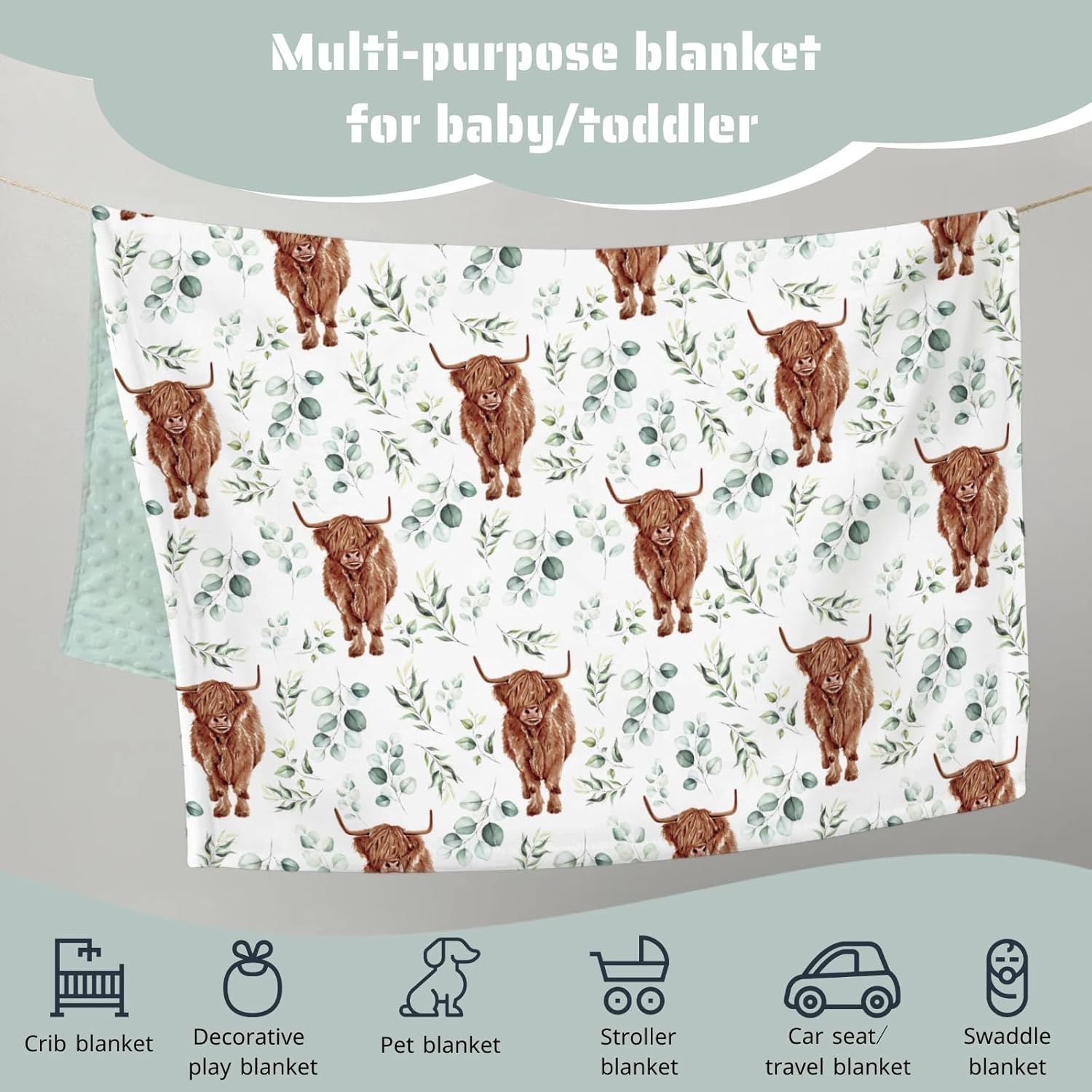 Soft Plush Eucalyptus Leaf Mink Blanket for Baby