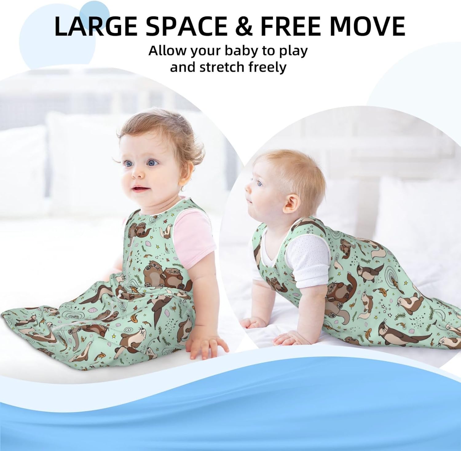 Mvirnsw Sea Otters Green Baby Sleep Sack Soft Sleeveless Transition Blanket