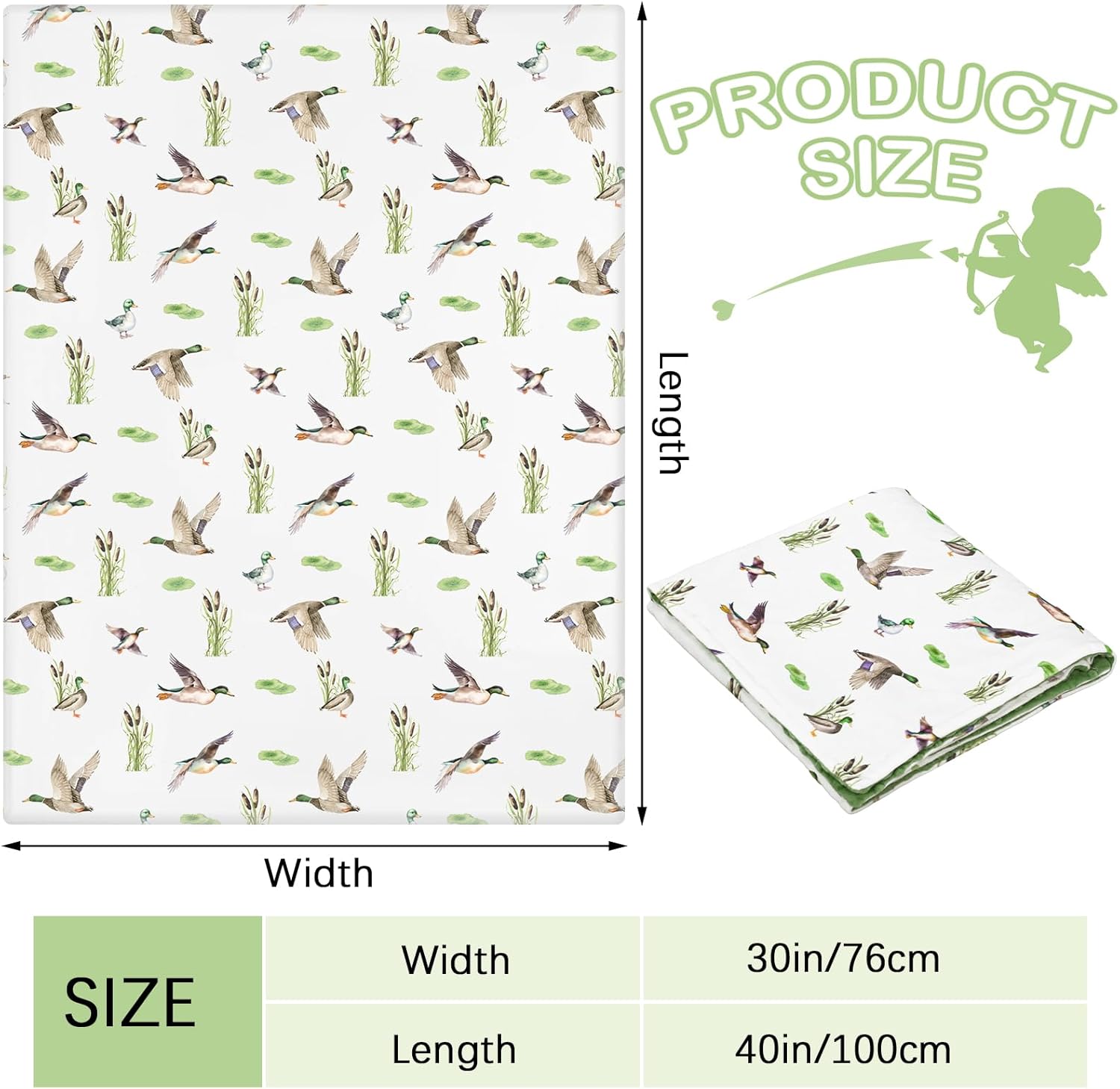 HunnmingRe Mallard Duck Double Layer Baby Blanket