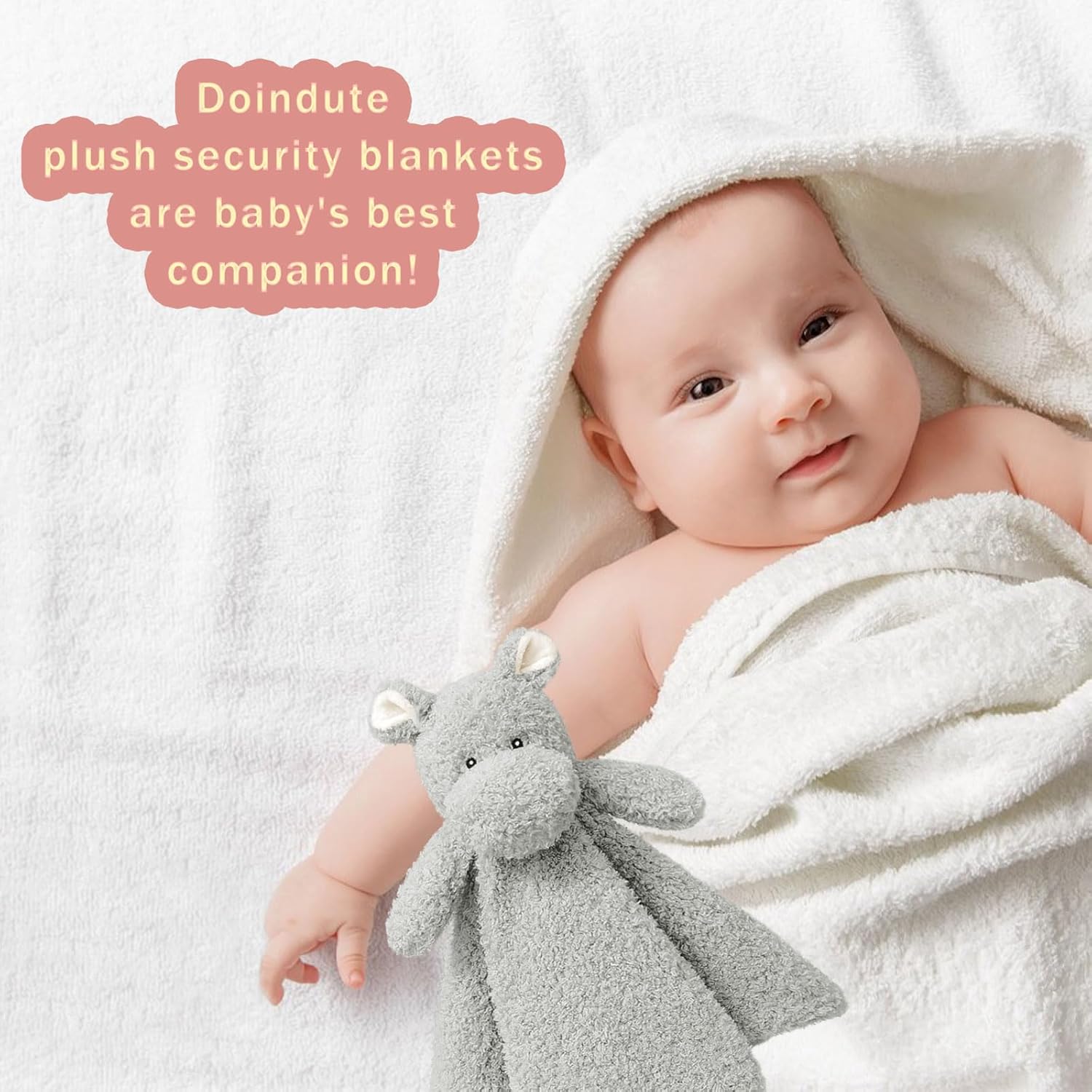 Doindute Baby Hippo Security Blanket 14 Inches Plush Stuffed Animal 1