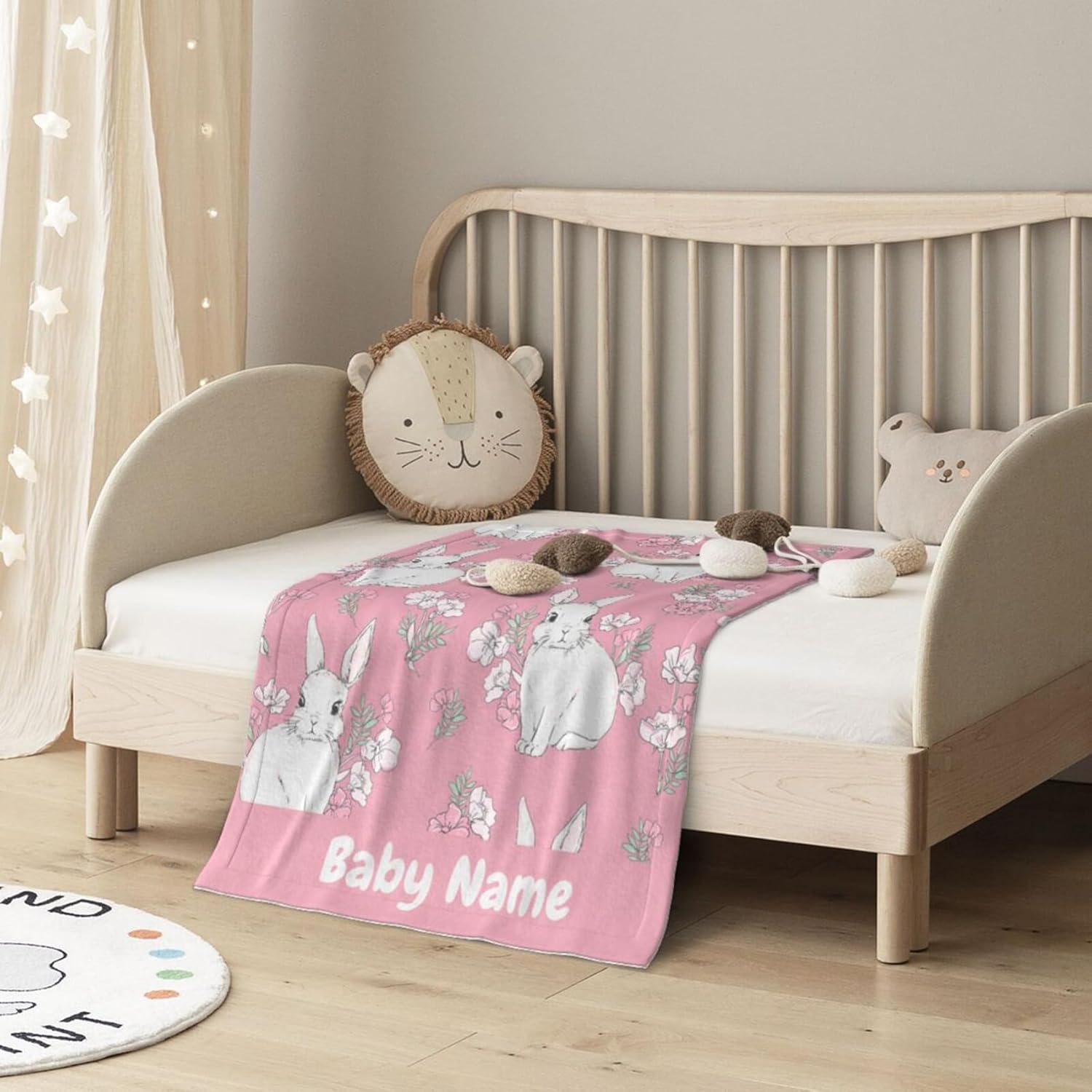 KILOWR Personalized Bunny Blanket for Baby Girls