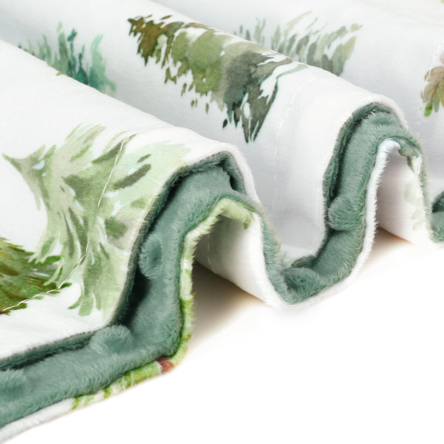 HOMRITAR Baby Blanket with Green Pine Tree Design