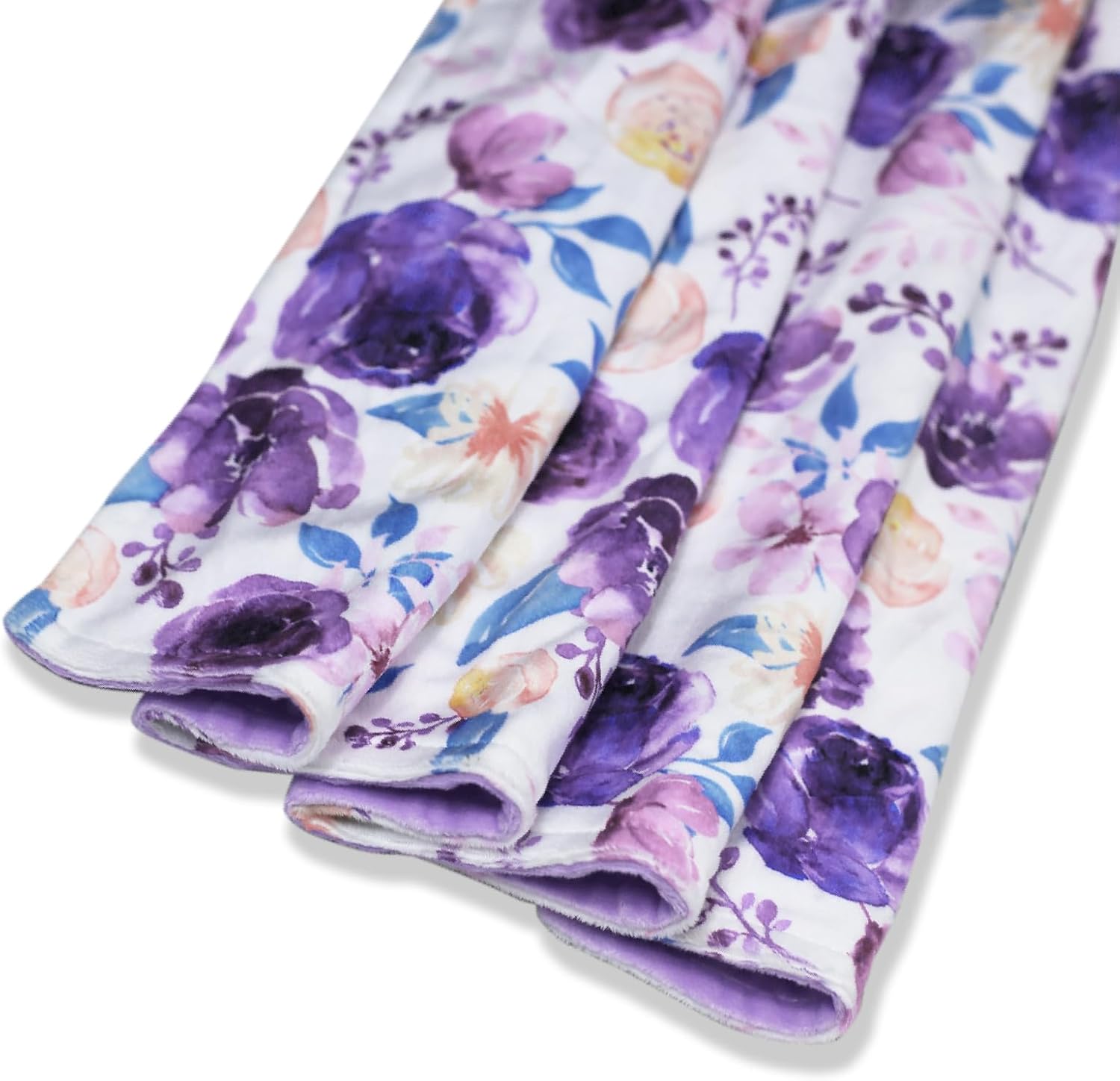 Yufiova Soft Plush Baby Blanket with Floral Print and Raised Dots