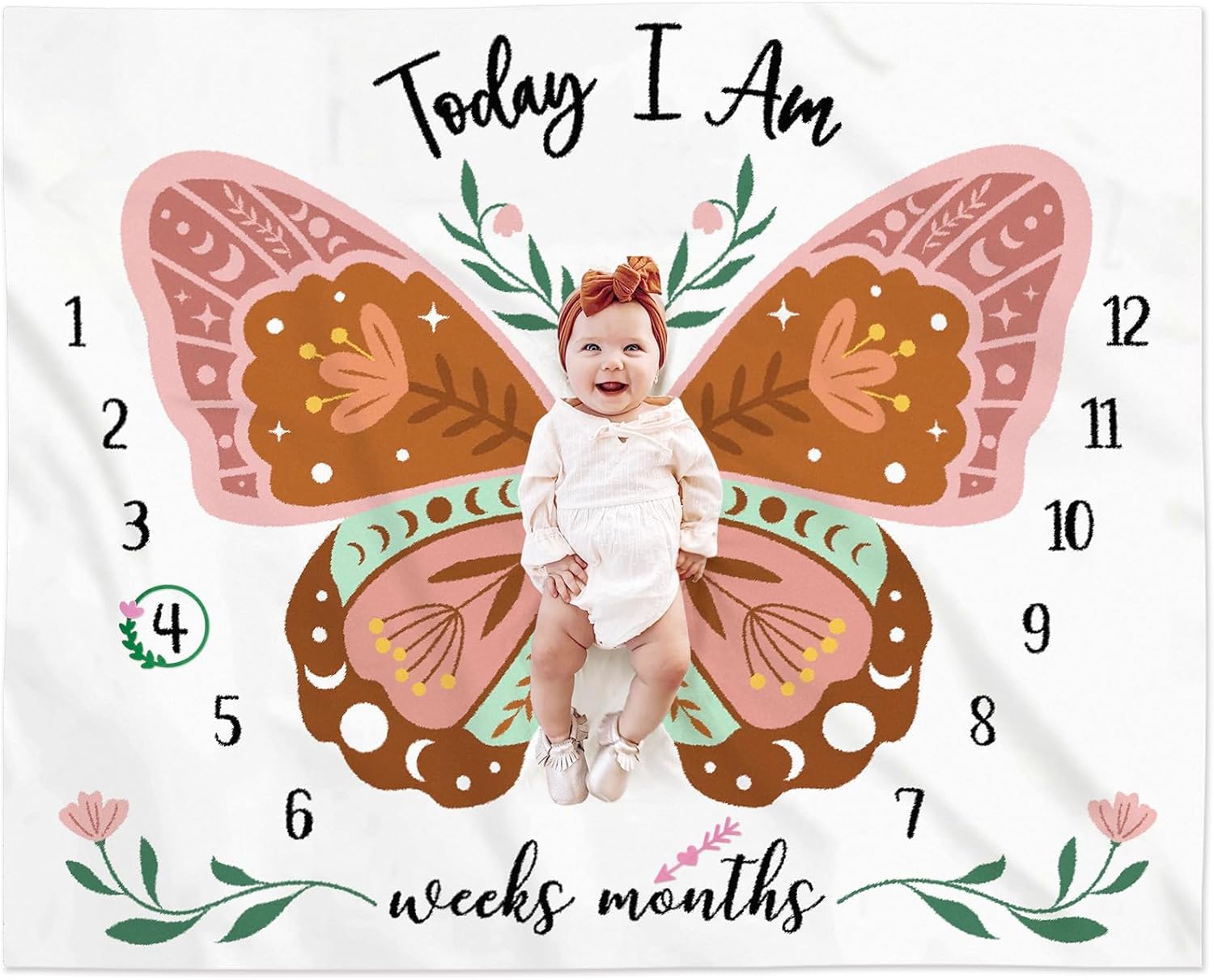 Boho Baby Blanket with Butterfly Floral Decor
