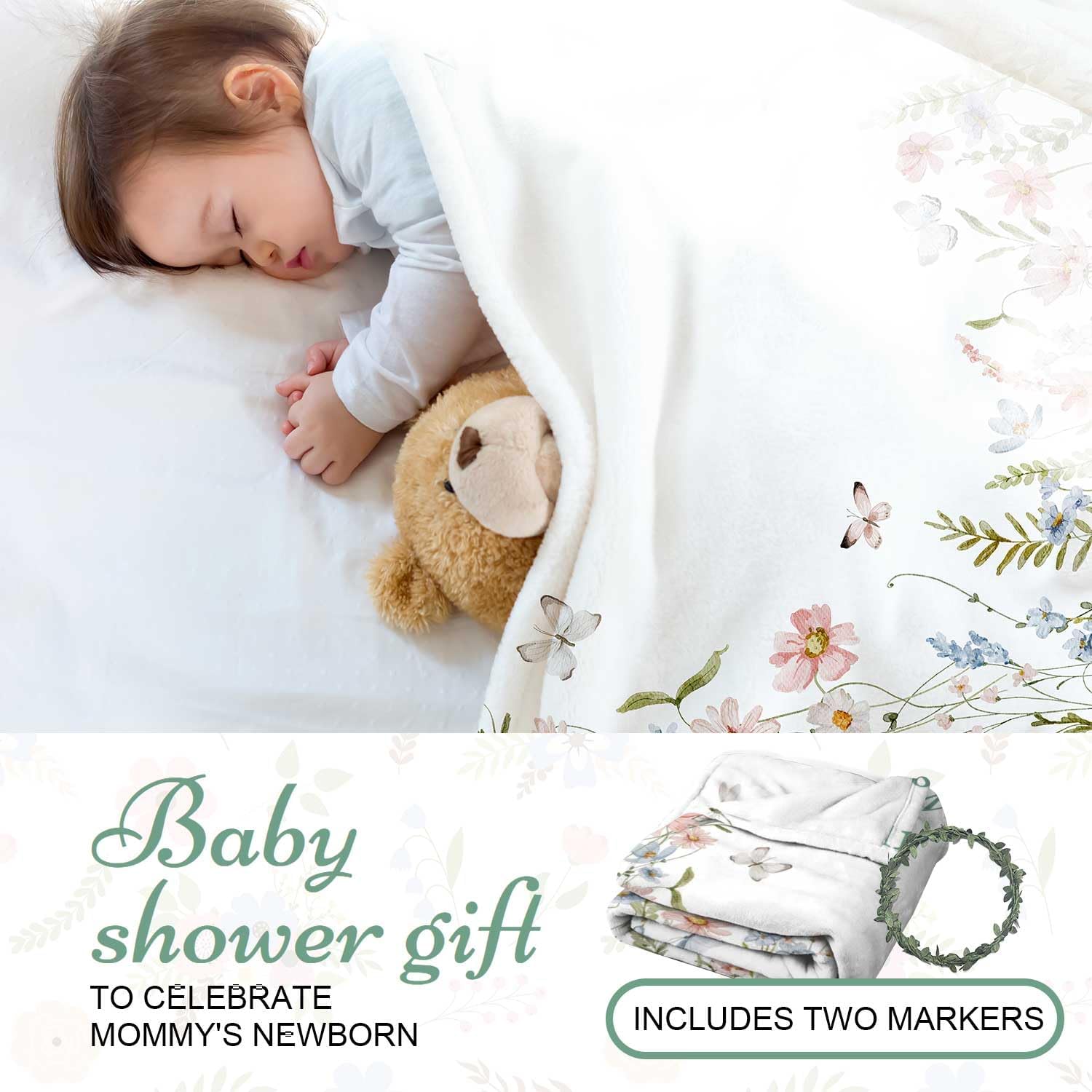 Wildflower Baby Monthly Blanket - Soft Personalized Boho Design