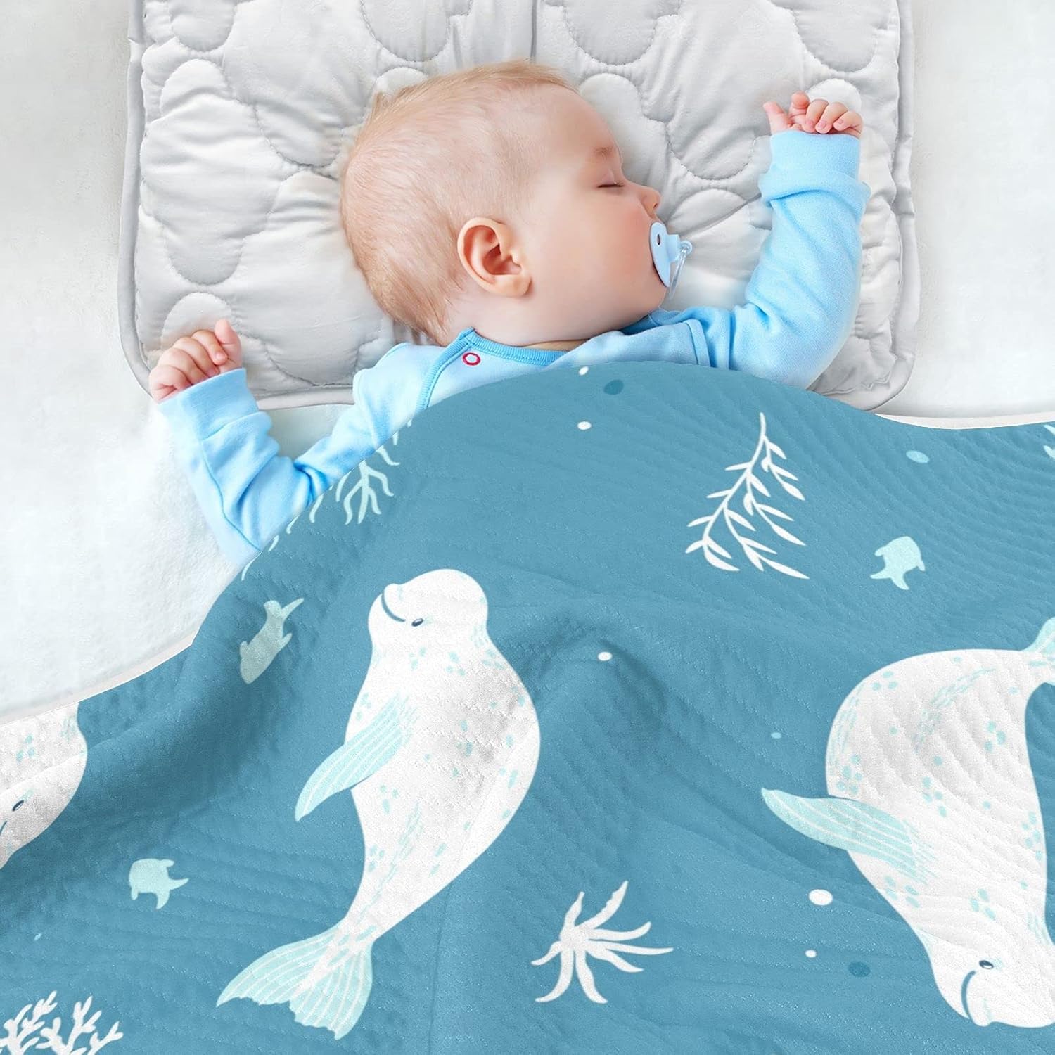 Pigsaly Beluga Whale Baby Blanket 30x40 Inches