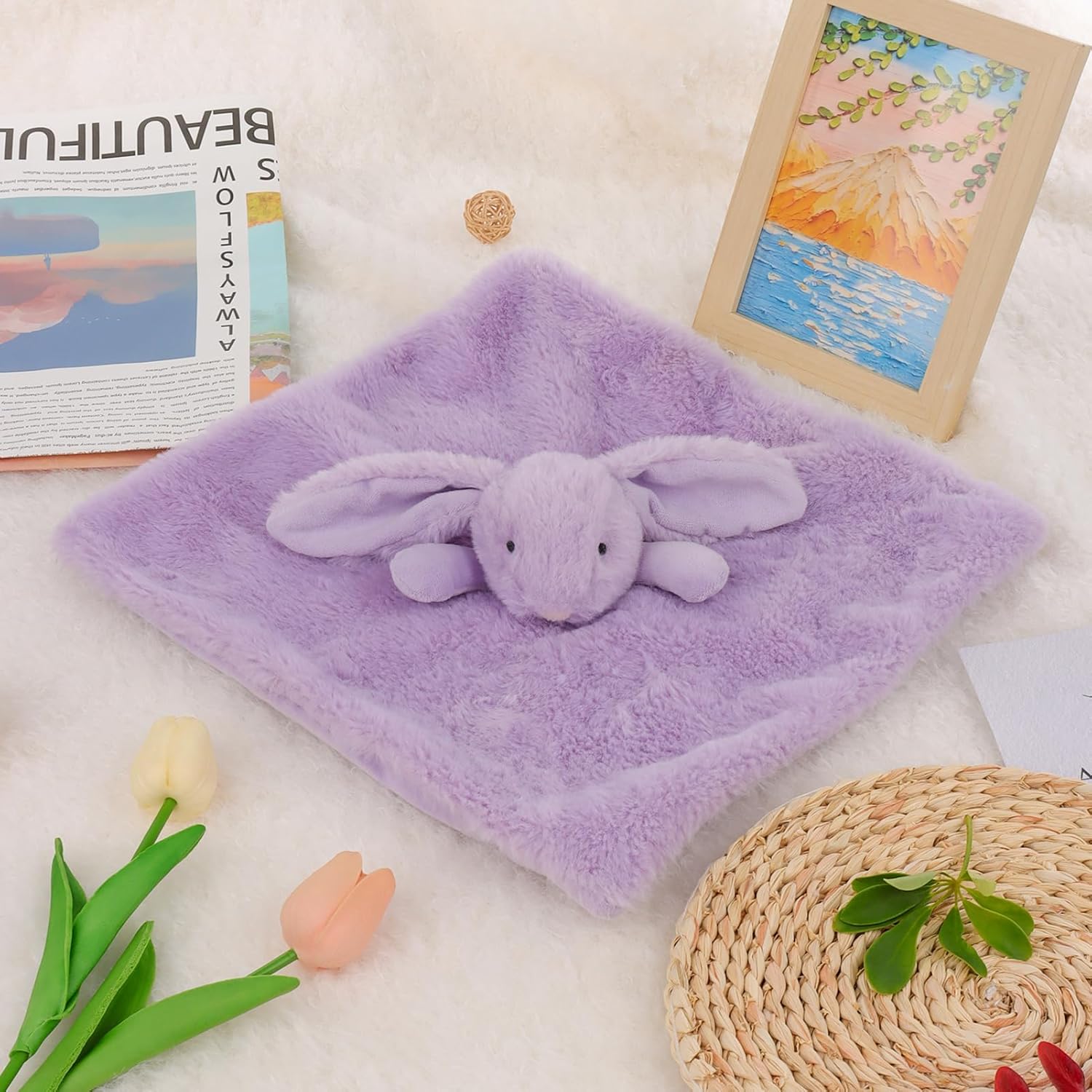 Apricot Lamb Purple Bunny Security Blanket 1