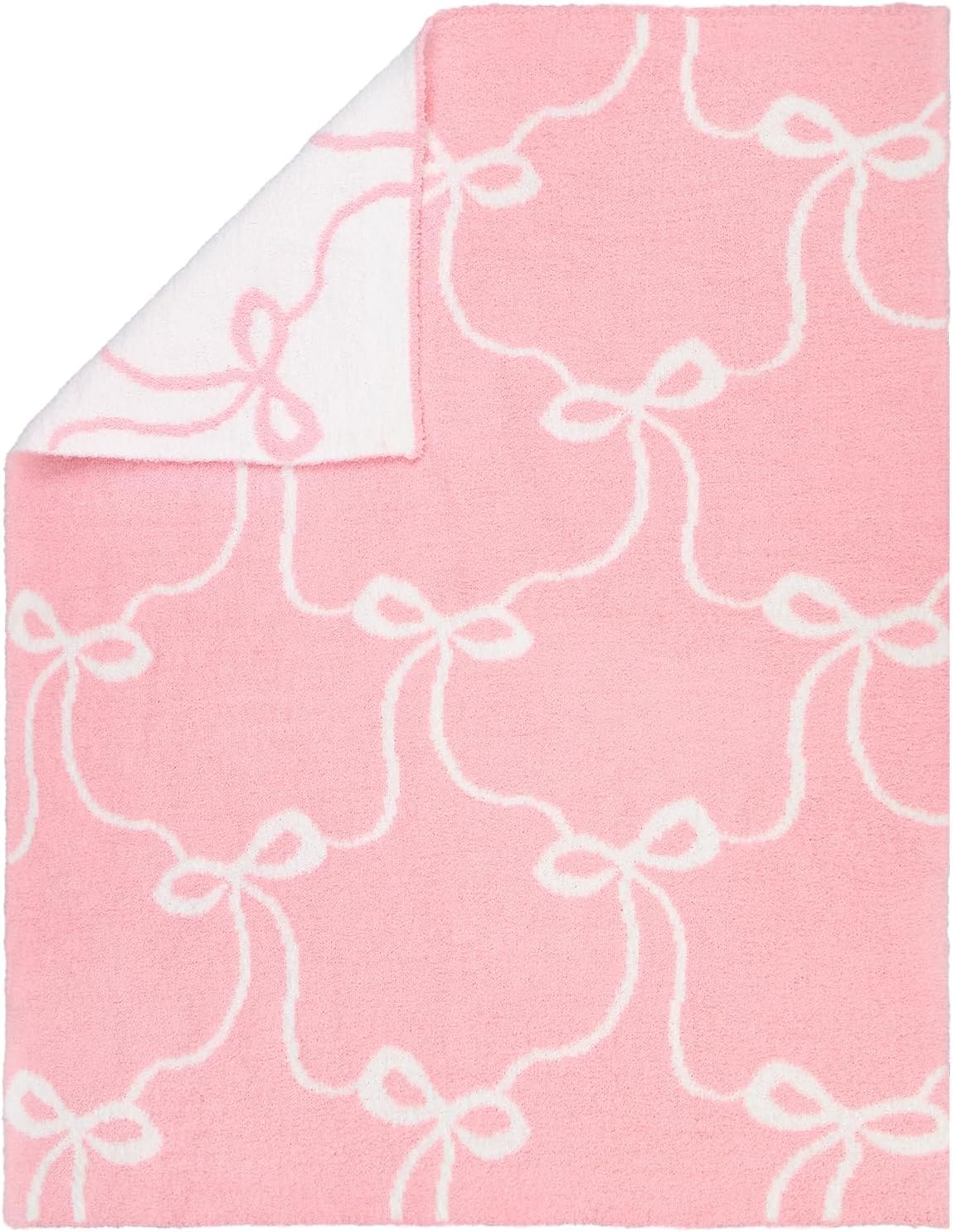 Pink Bow Blanket Fuzzythrow Cozy Throw for Bed Sofa