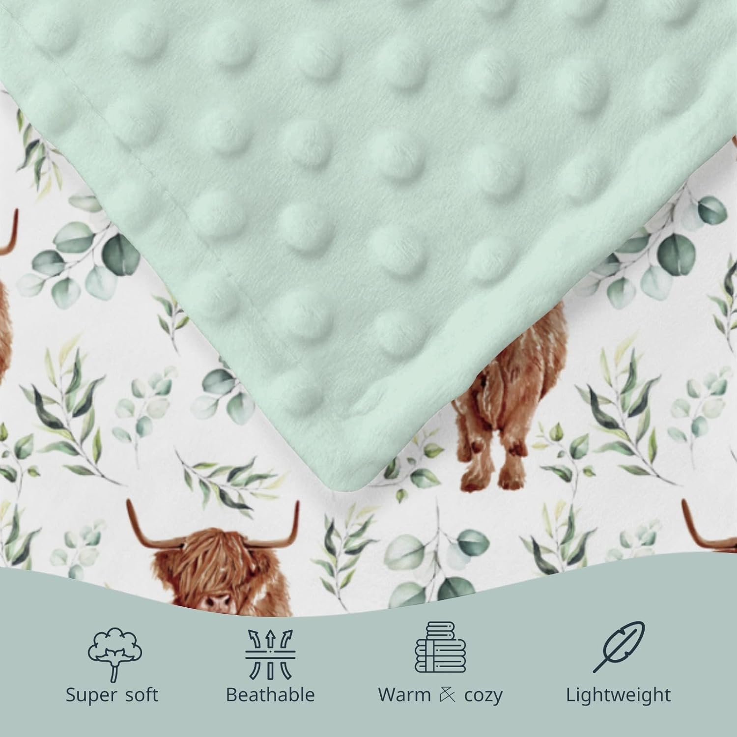 Soft Plush Eucalyptus Leaf Mink Blanket for Baby