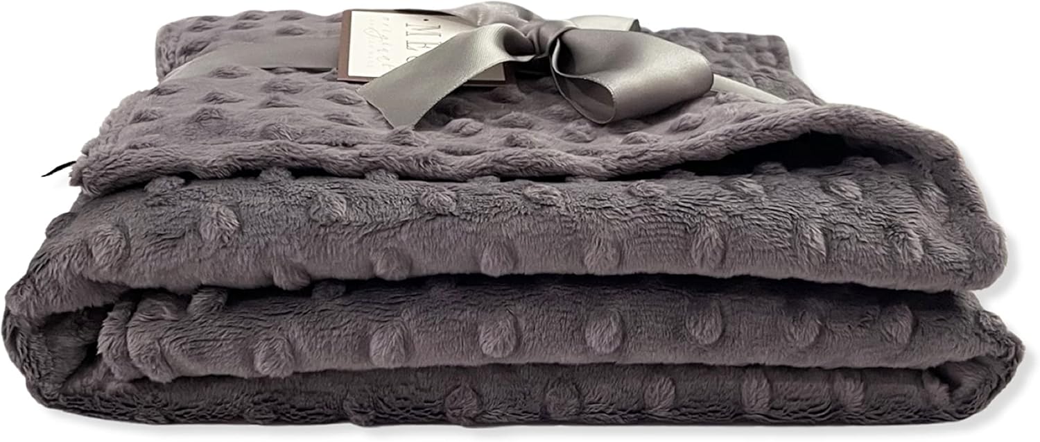 Charcoal Grey Minky Dot Baby Blanket 30x30