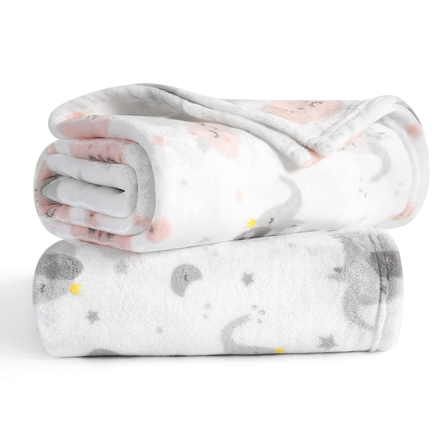 TILLYOU Toddler Flannel Blanket - 40x50 Inches Grey Cloud Elephant