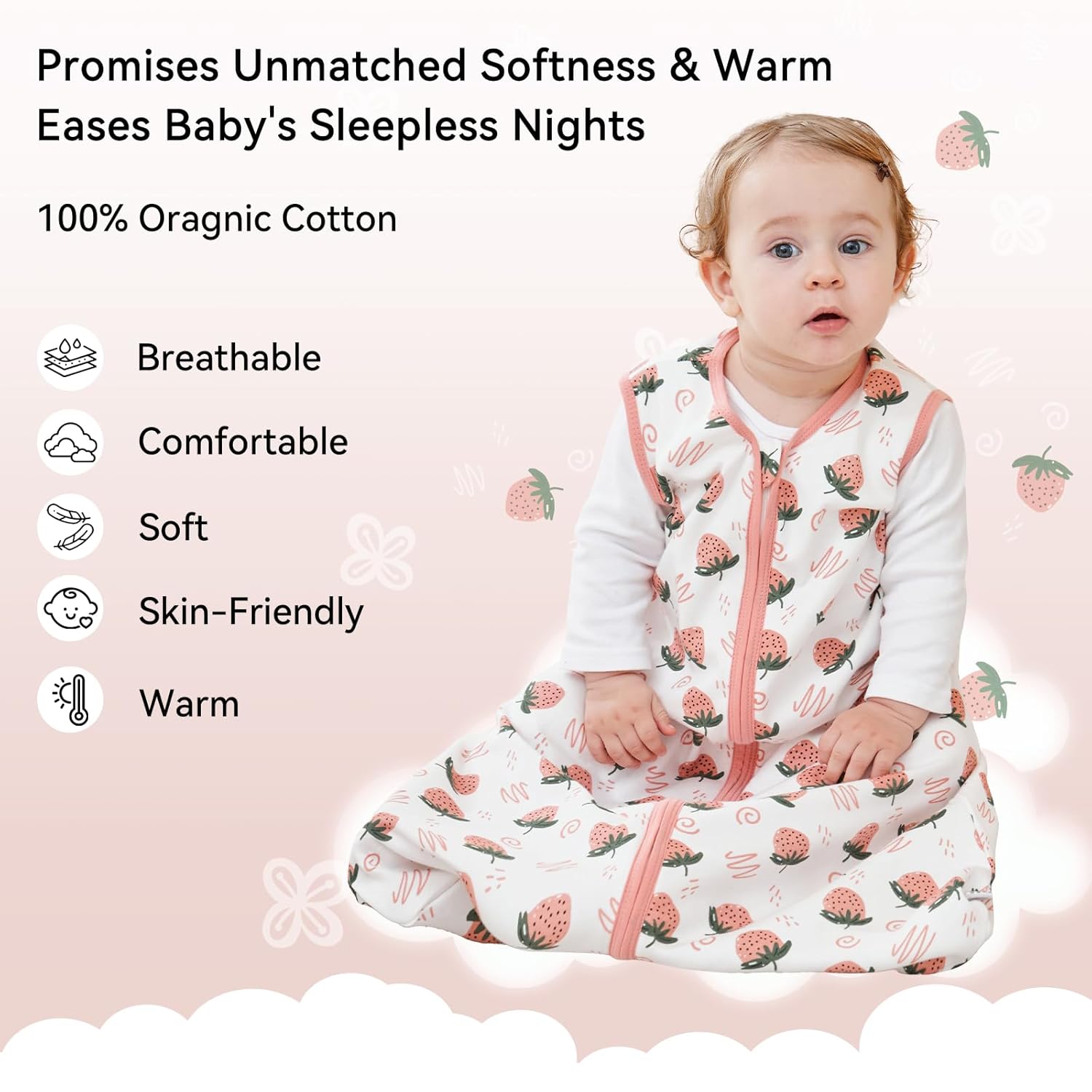 Unnivoll Baby Sleep Sack 18-24 Months 3 Pack Strawberry 05 Tog