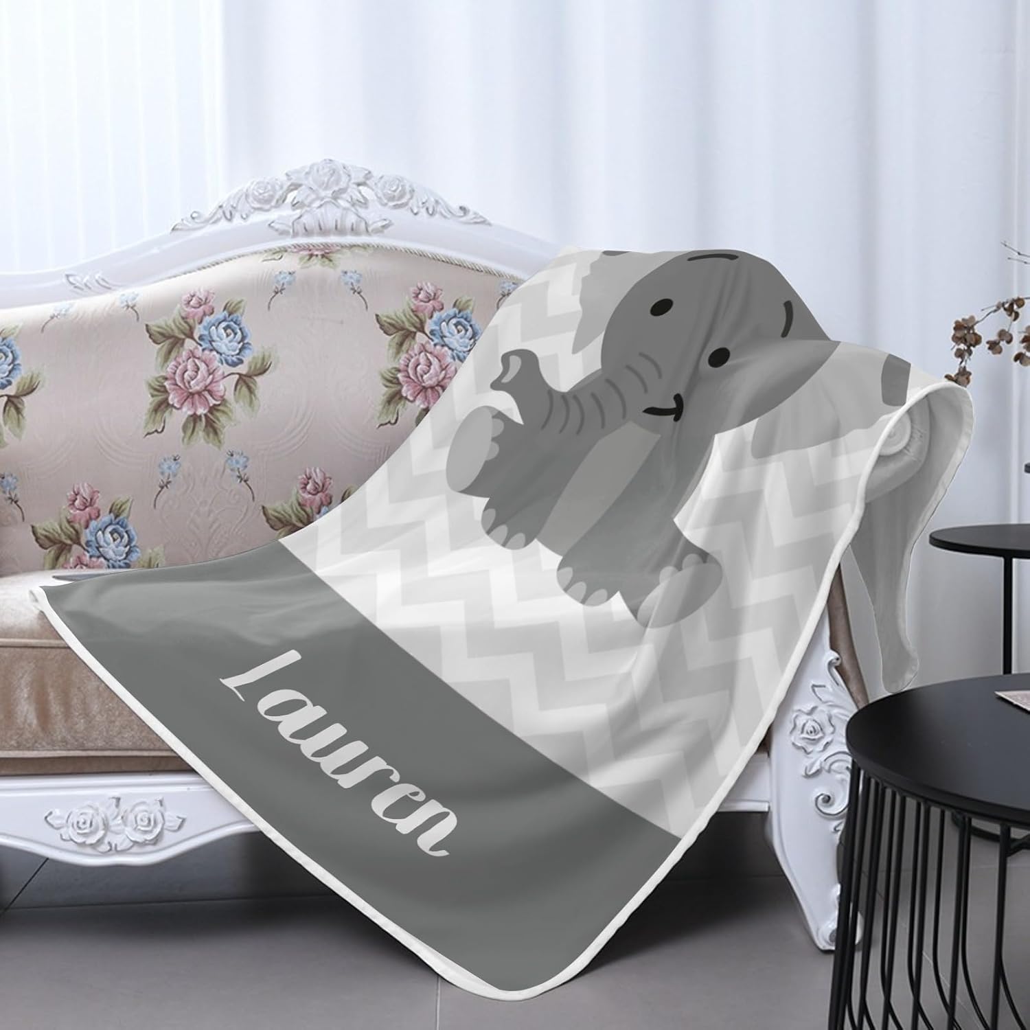 Deven Cute Grey Elephant Cooling Blanket for Toddler Nursery Bed