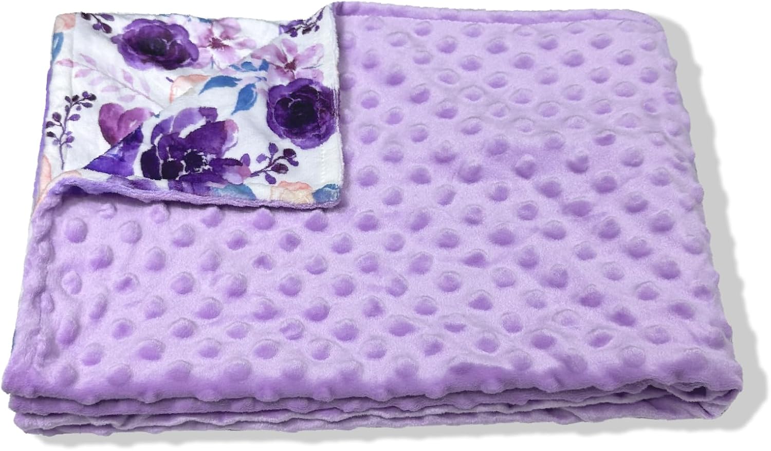 Yufiova Soft Plush Baby Blanket with Floral Print and Raised Dots