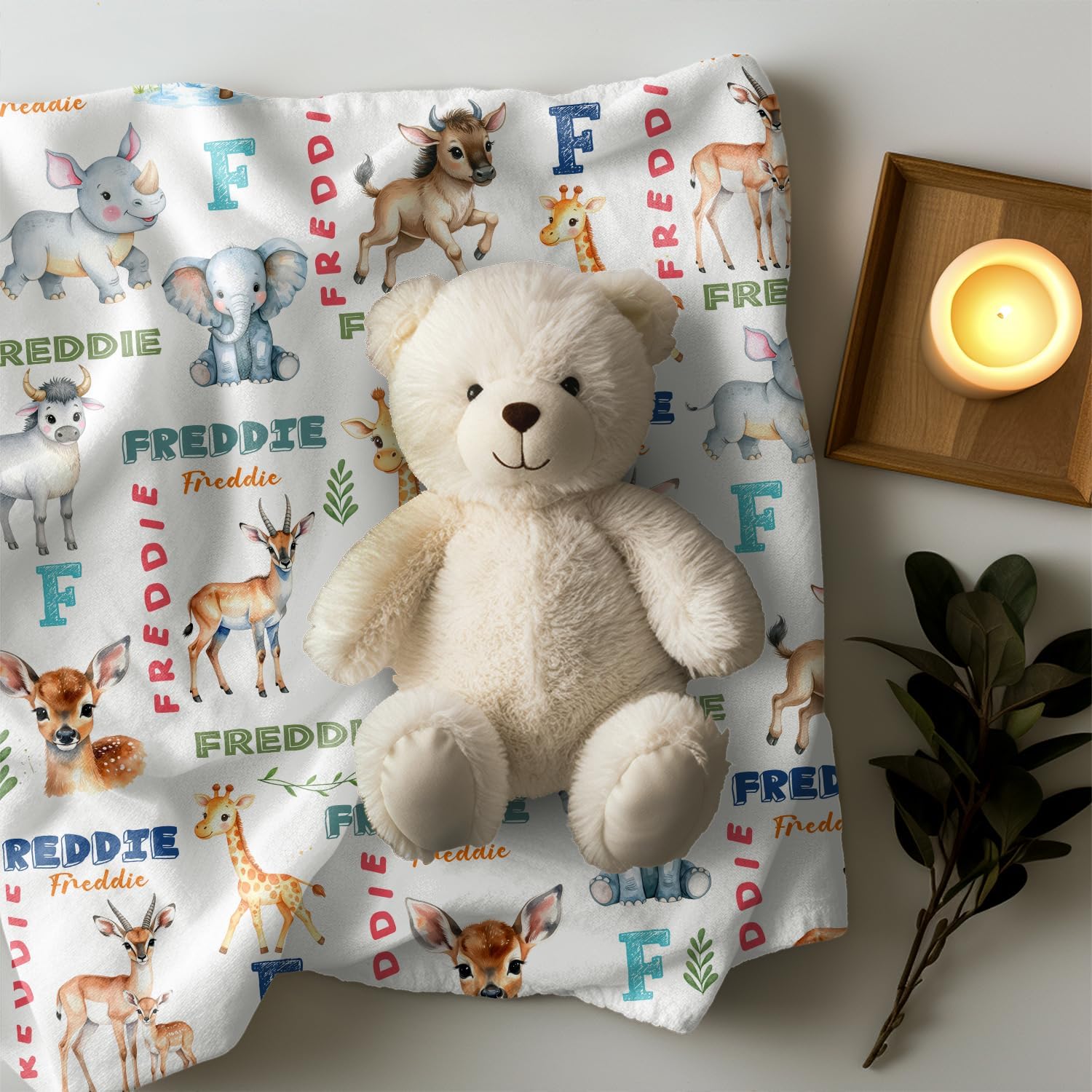 Zocoshi Personalized Safari Baby Blanket with Custom Name 1