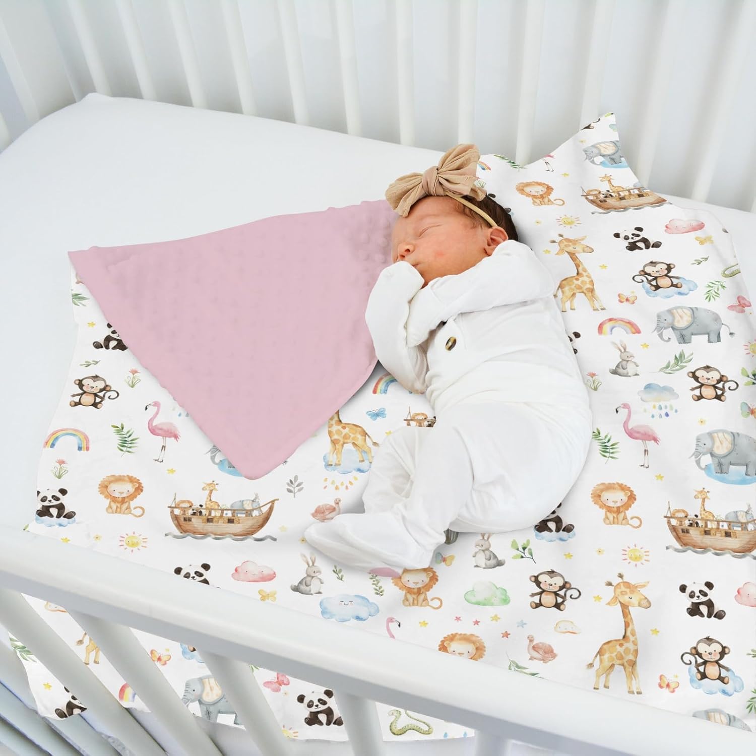 Rainbow Safari Animal Baby Blanket 30x40