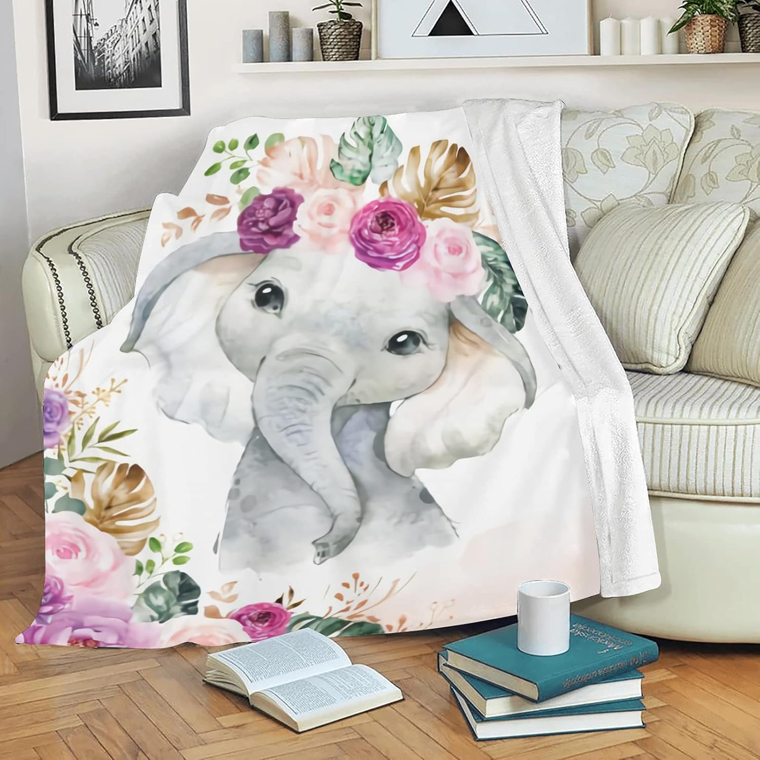 Personalized Elephant Baby Blanket with Name - Soft and Cozy