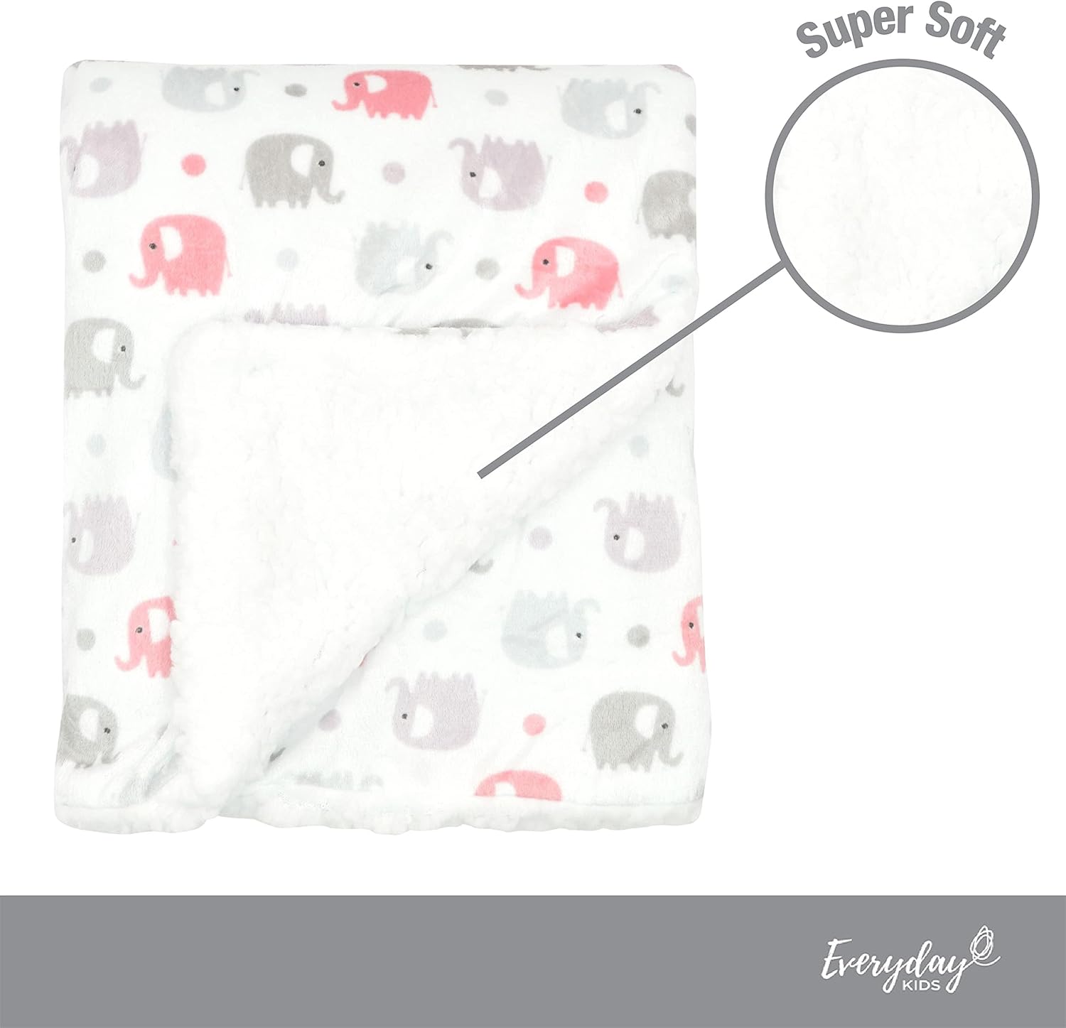 EVERYDAY KIDS Elephant Minky Baby Blanket 30x40