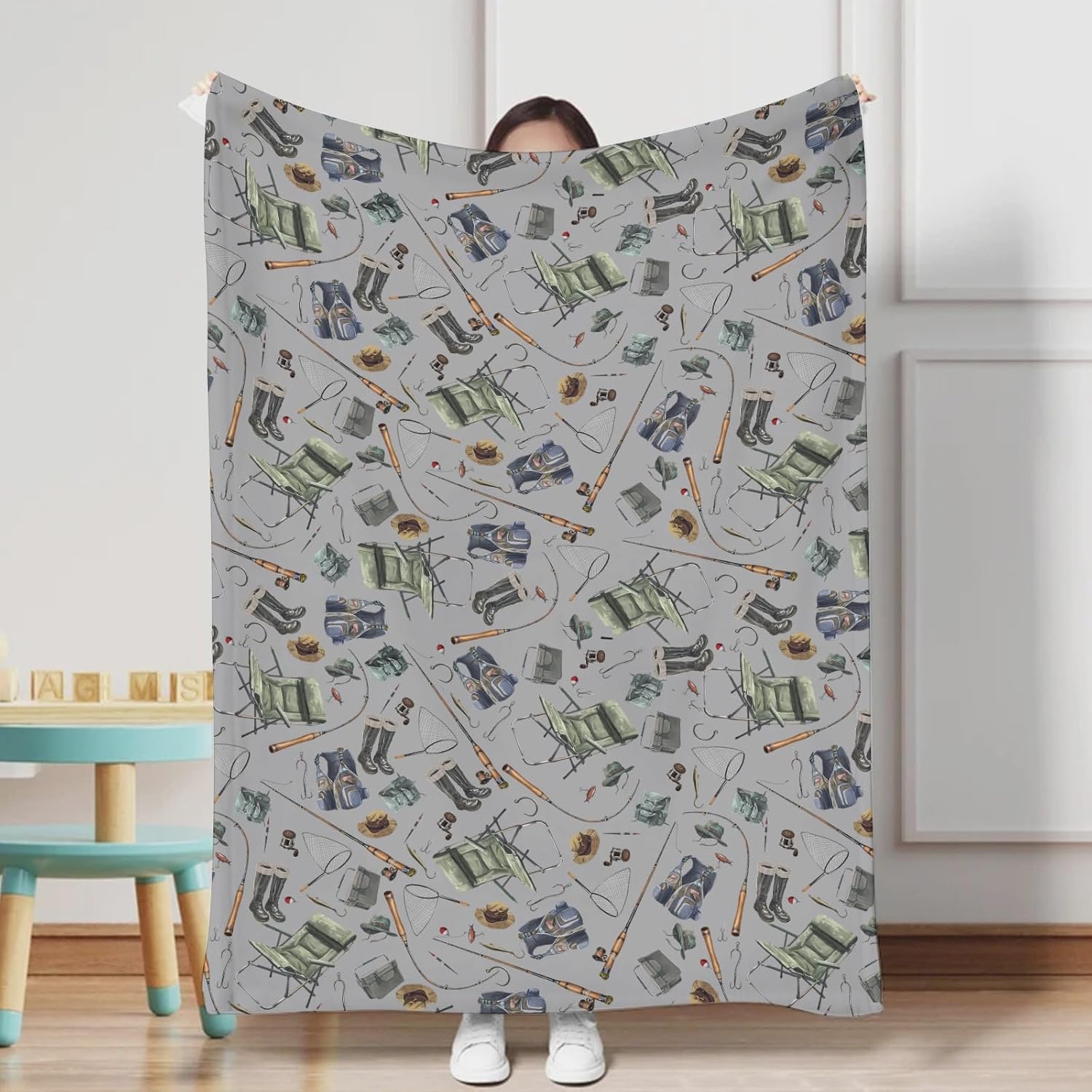 Fishing Baby Blanket for Boys Flannel Swaddle Blanket