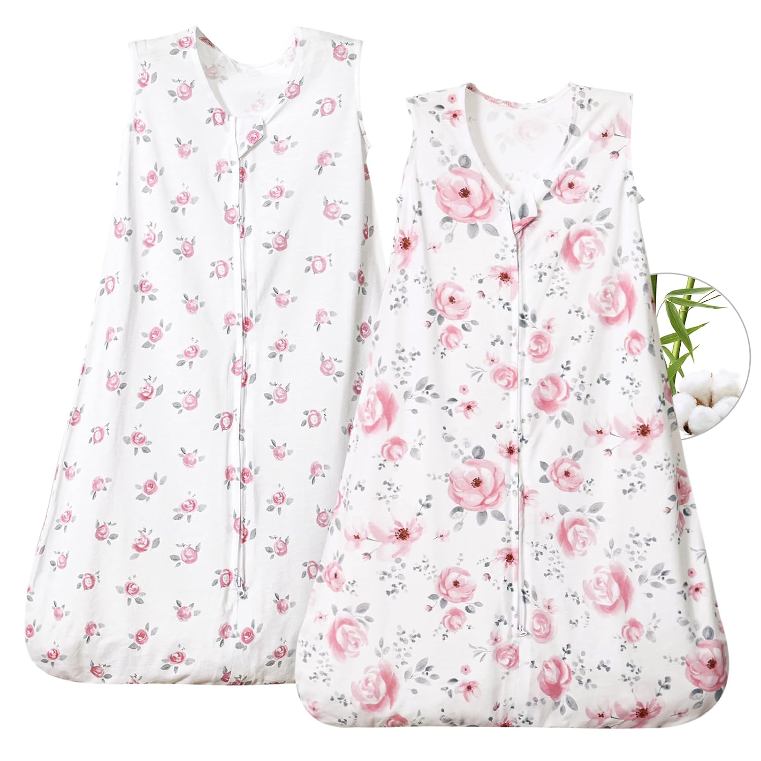 PHF Bamboo Rayon 70 Cotton Sleep Sack 0-6 Months 2 Pack