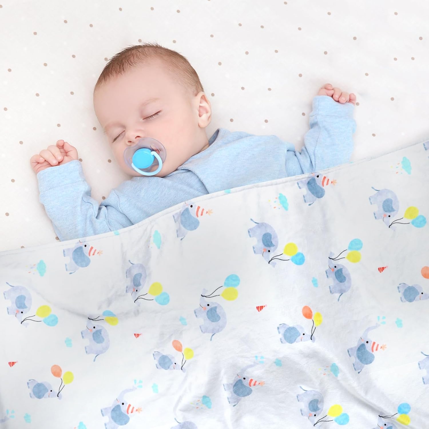 Soft Plush Baby Blanket 30x40 Grey with White Dotted Backing
