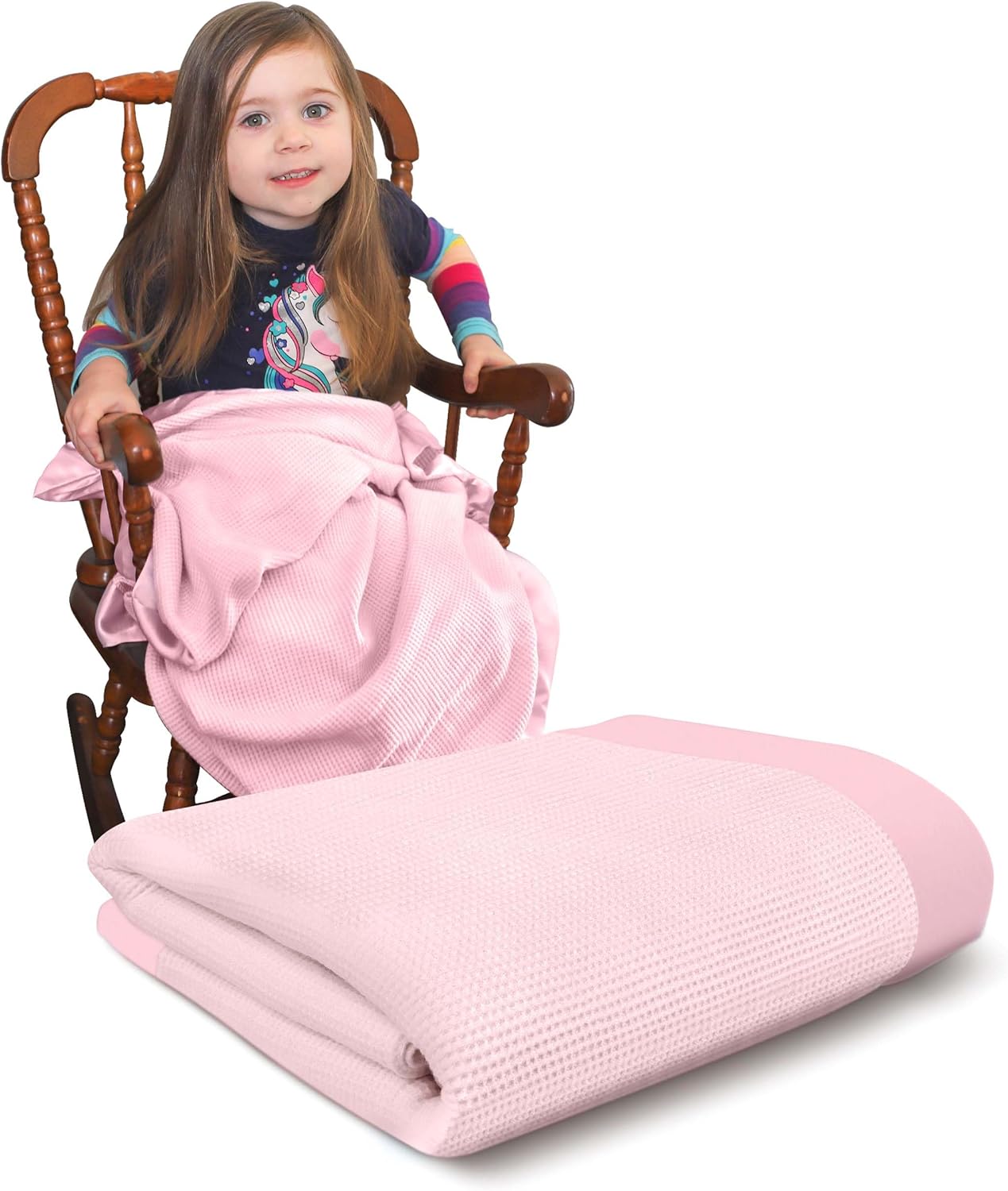 Baby Morgan Thermal Waffle Blanket - Soft Cozy Crib Blanket with Satin Trim