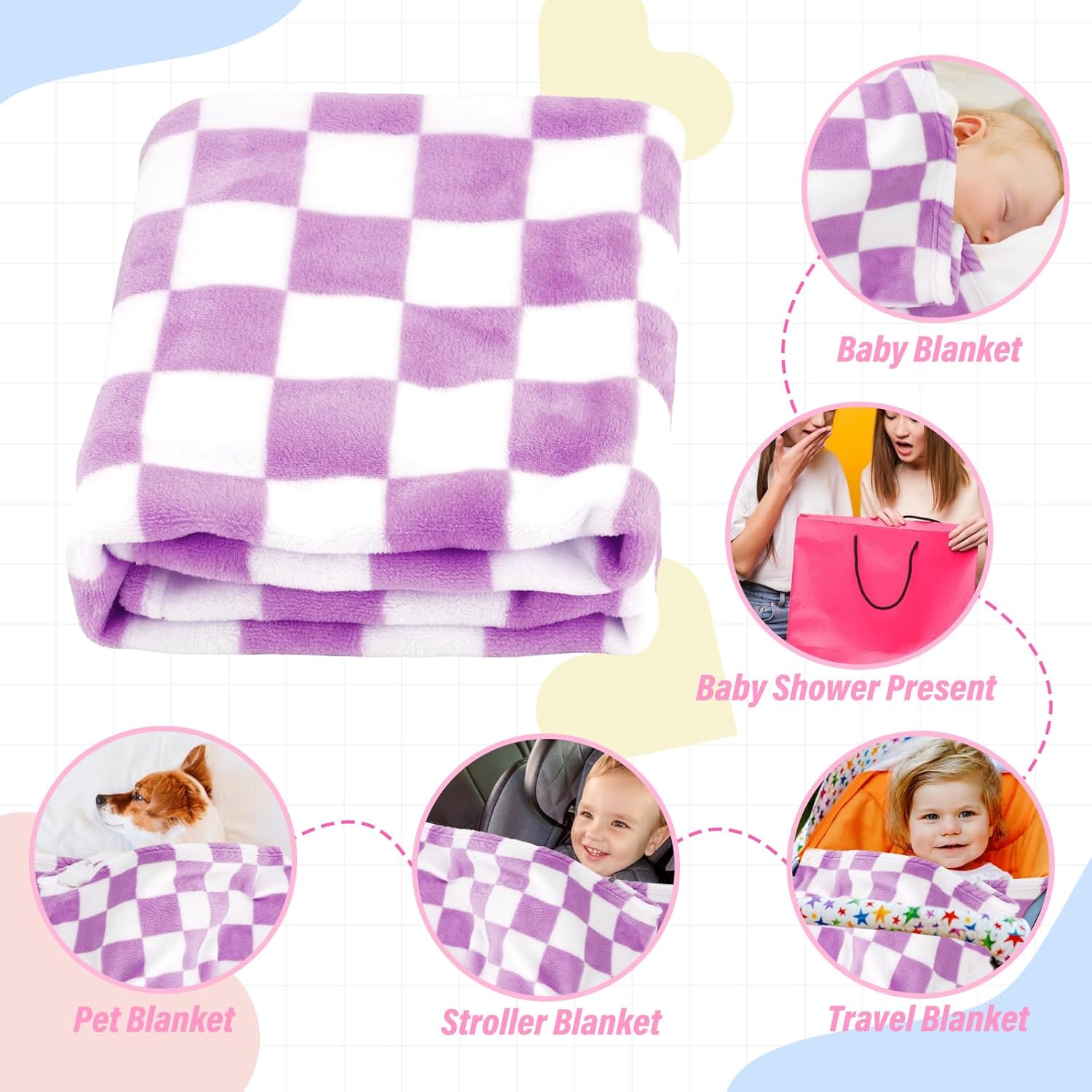 GreatBba Plush Checkered Baby Blanket 30x40 1