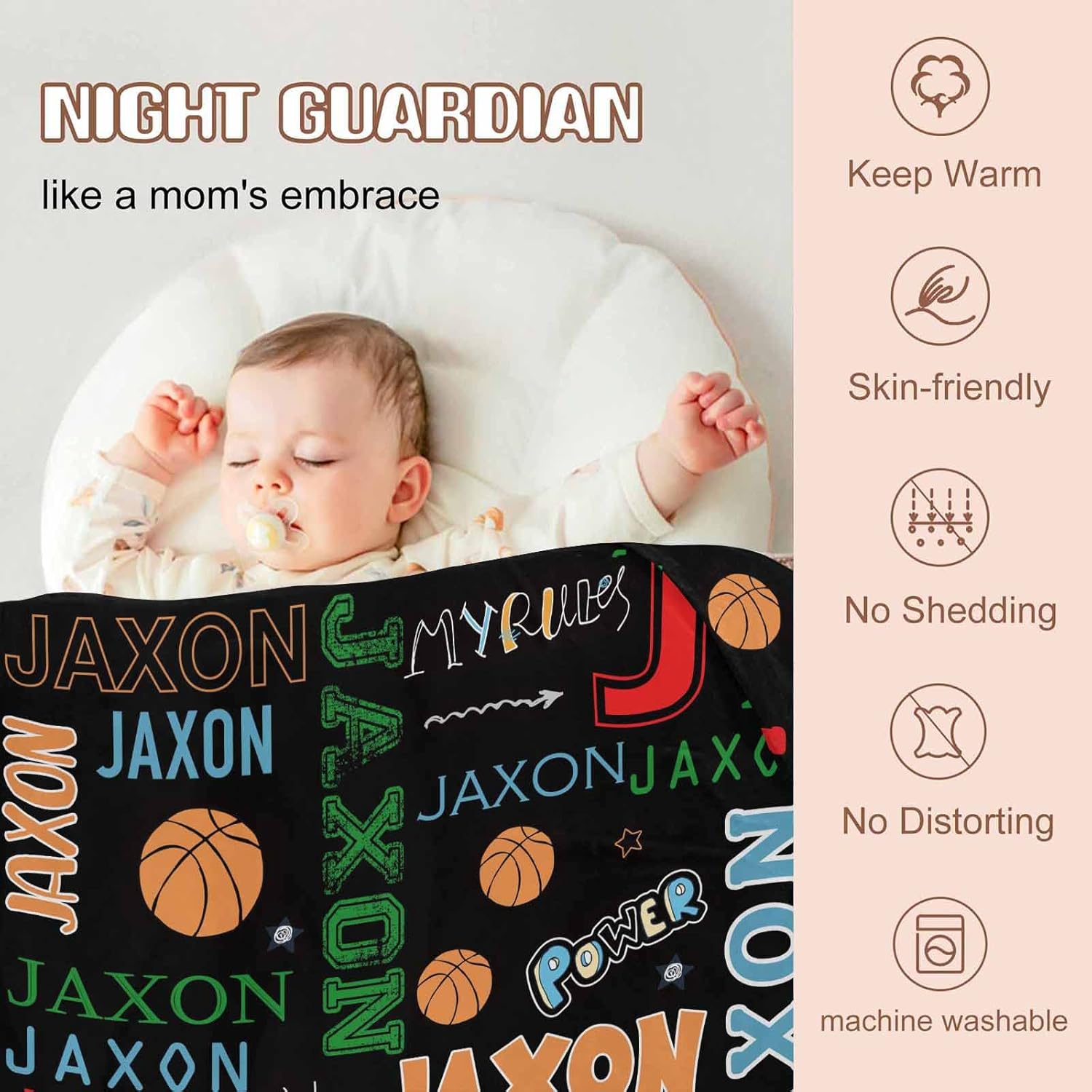YESCUSTOM Personalized Basketball Throw Blanket for Kids