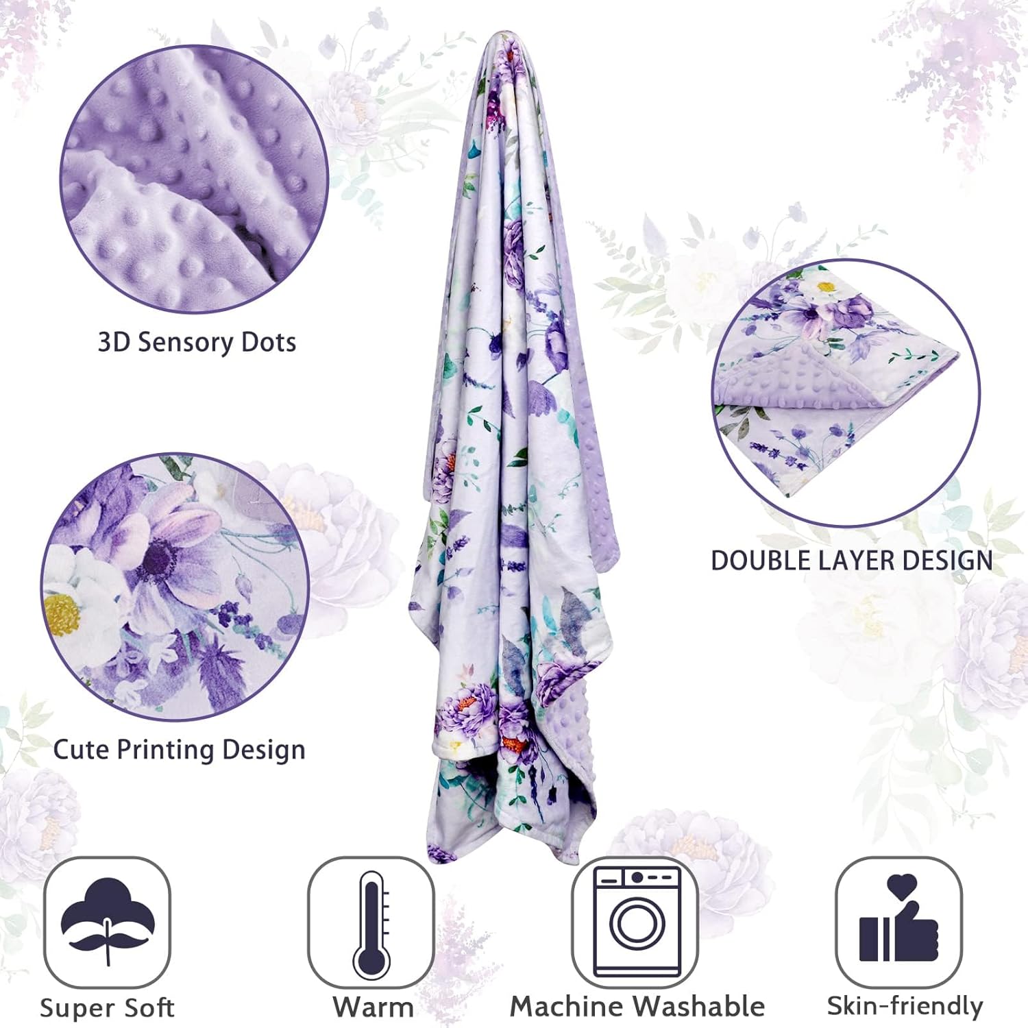 CARUILI Soft Plush Minky Blanket 30x40 Inches Purple 1