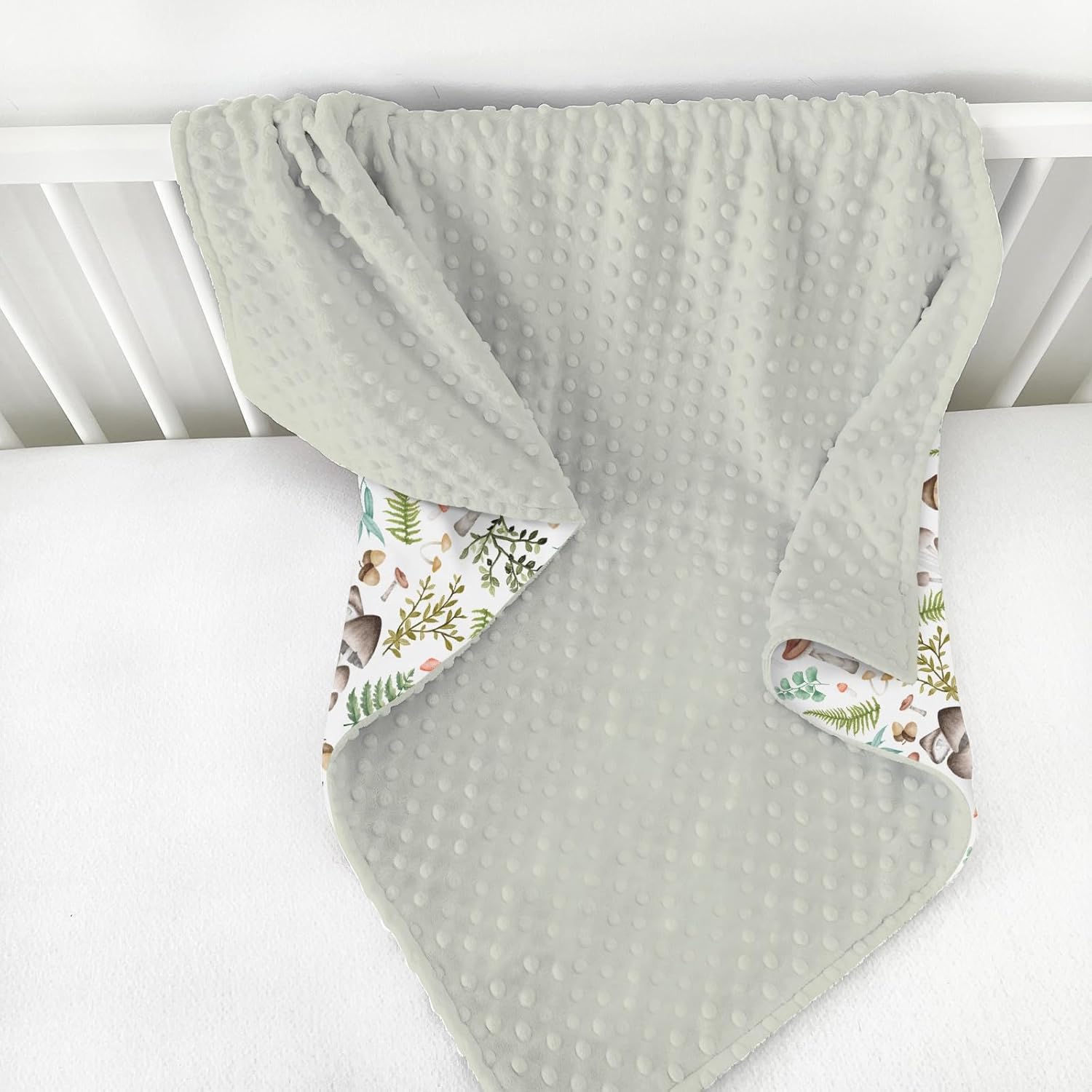 Mushroom Forest Baby Blanket with Dotted Backing 1