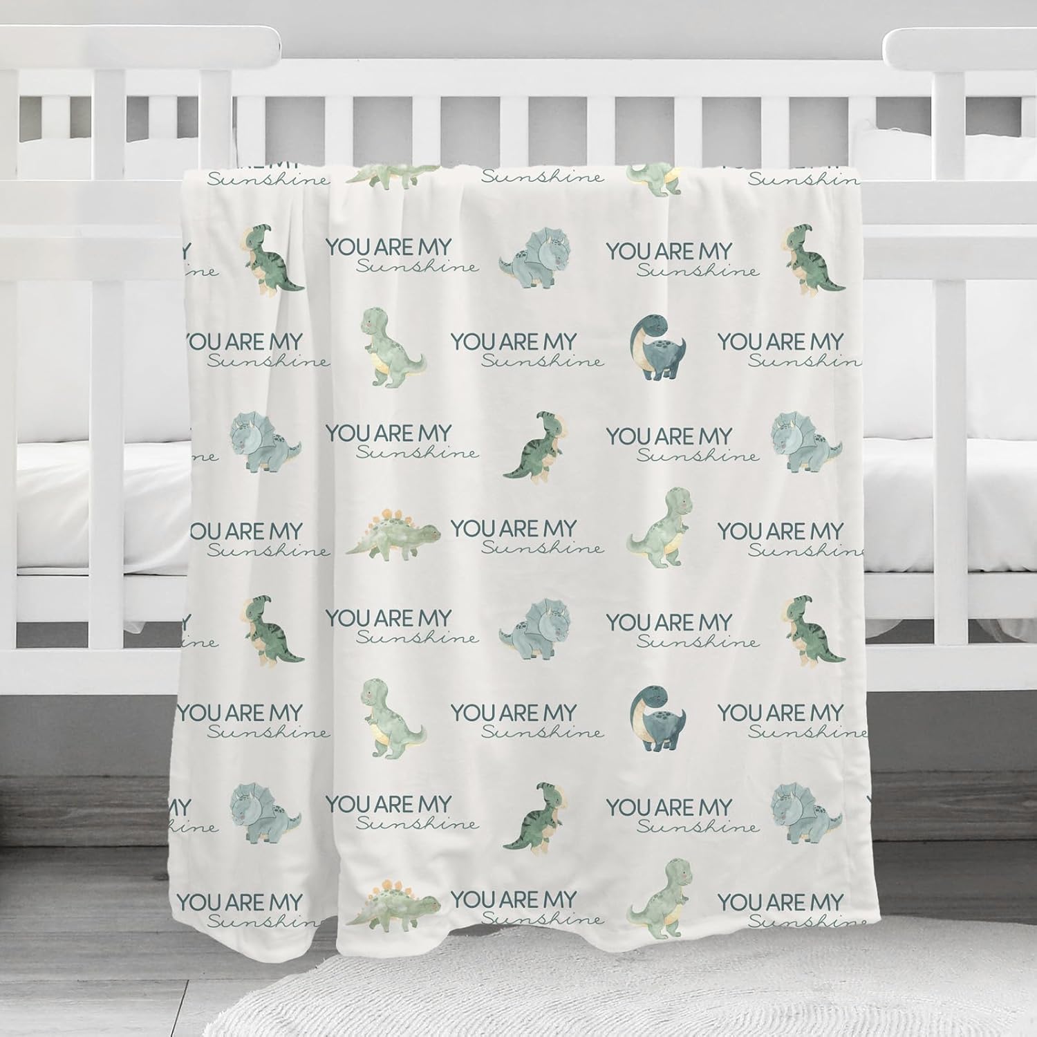 CIVARUA KIDS Dinosaur Baby Blanket for Boys - Blue Minky 30 x 40