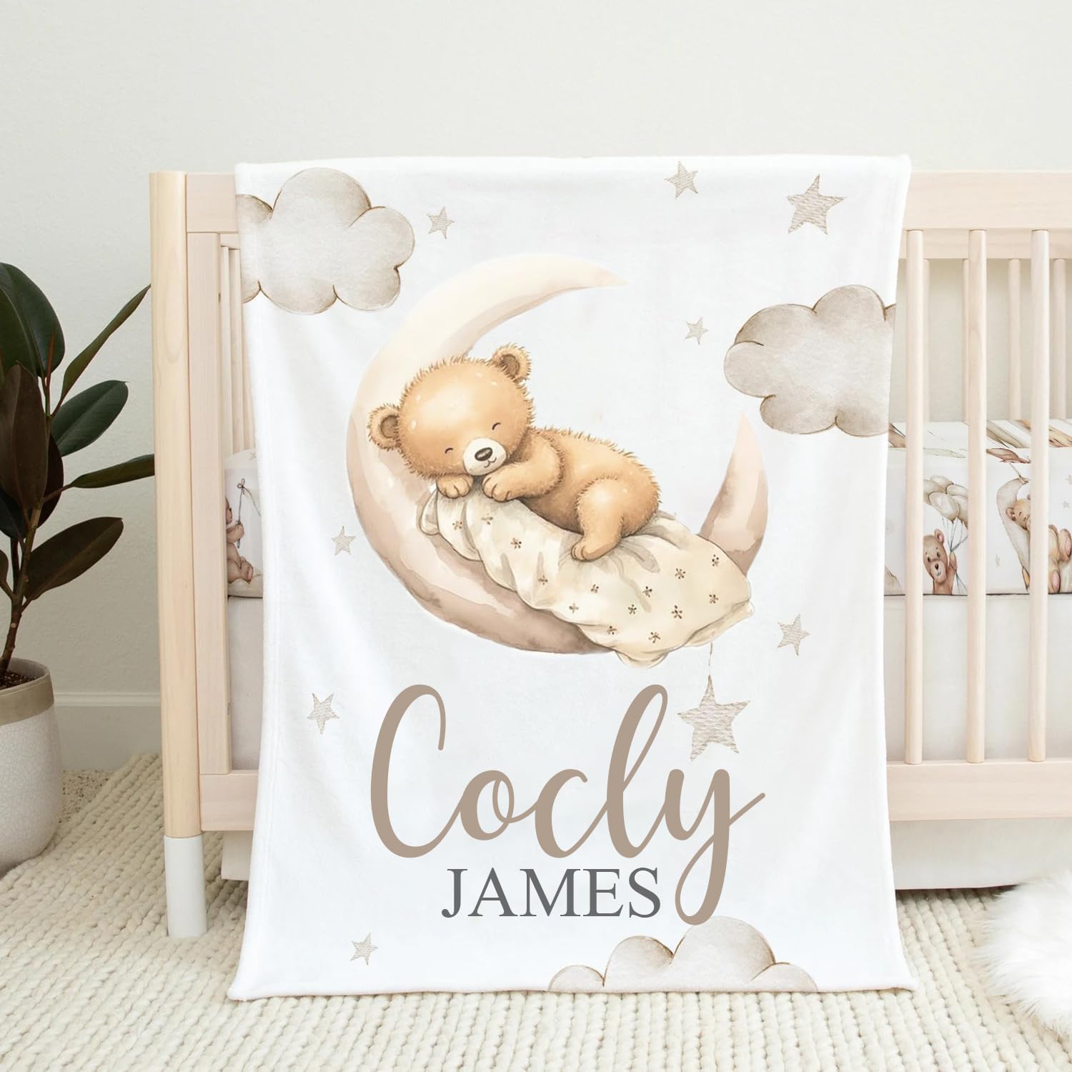 Personalized Bear Baby Blanket with Name