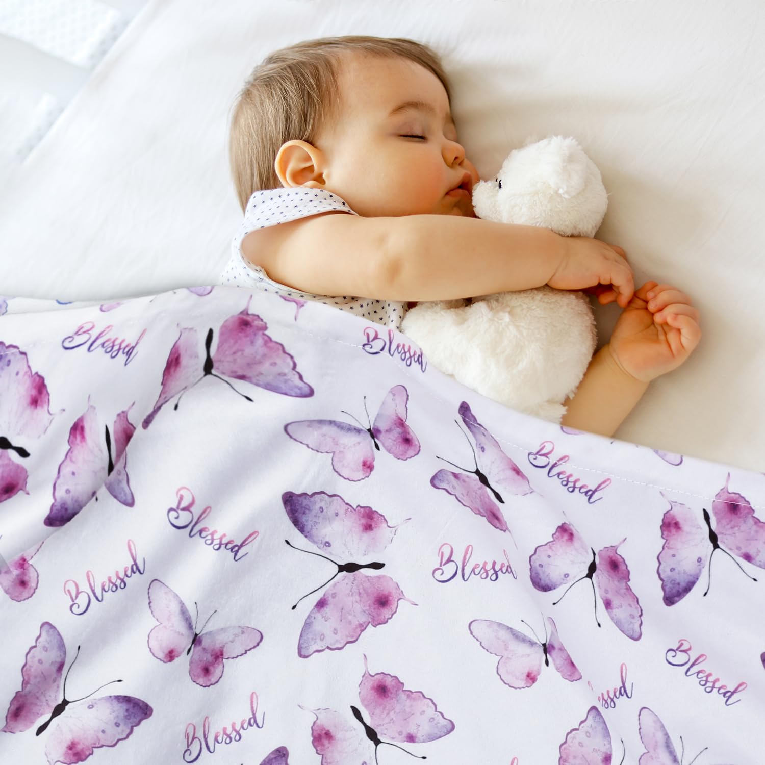 BORITAR Baby Blanket for Girls Plush Minky 30x40 Inch